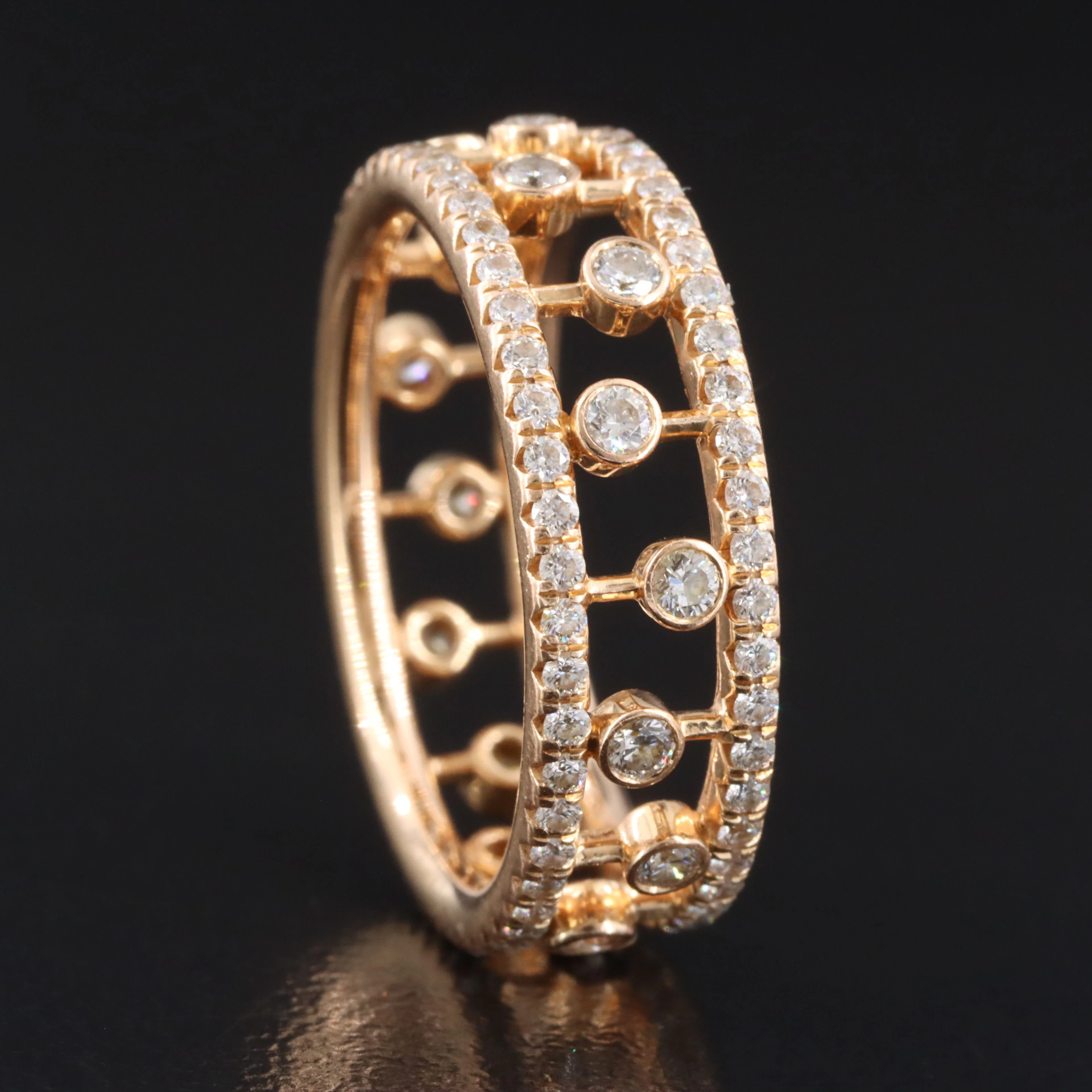 De Beers Dewdrop 18K 0.89 CTW Rose Gold Eternity Band with COA