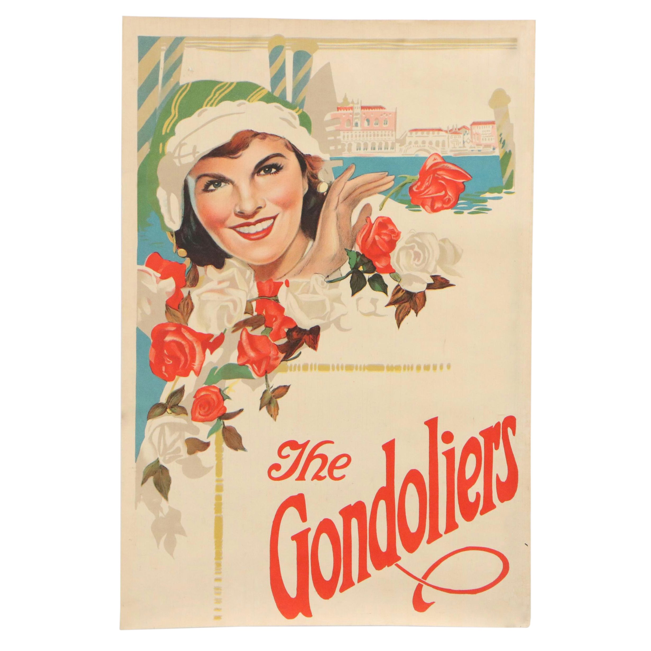 Opera Advertising Color Lithograph "The Gondoliers," Late 19th Century