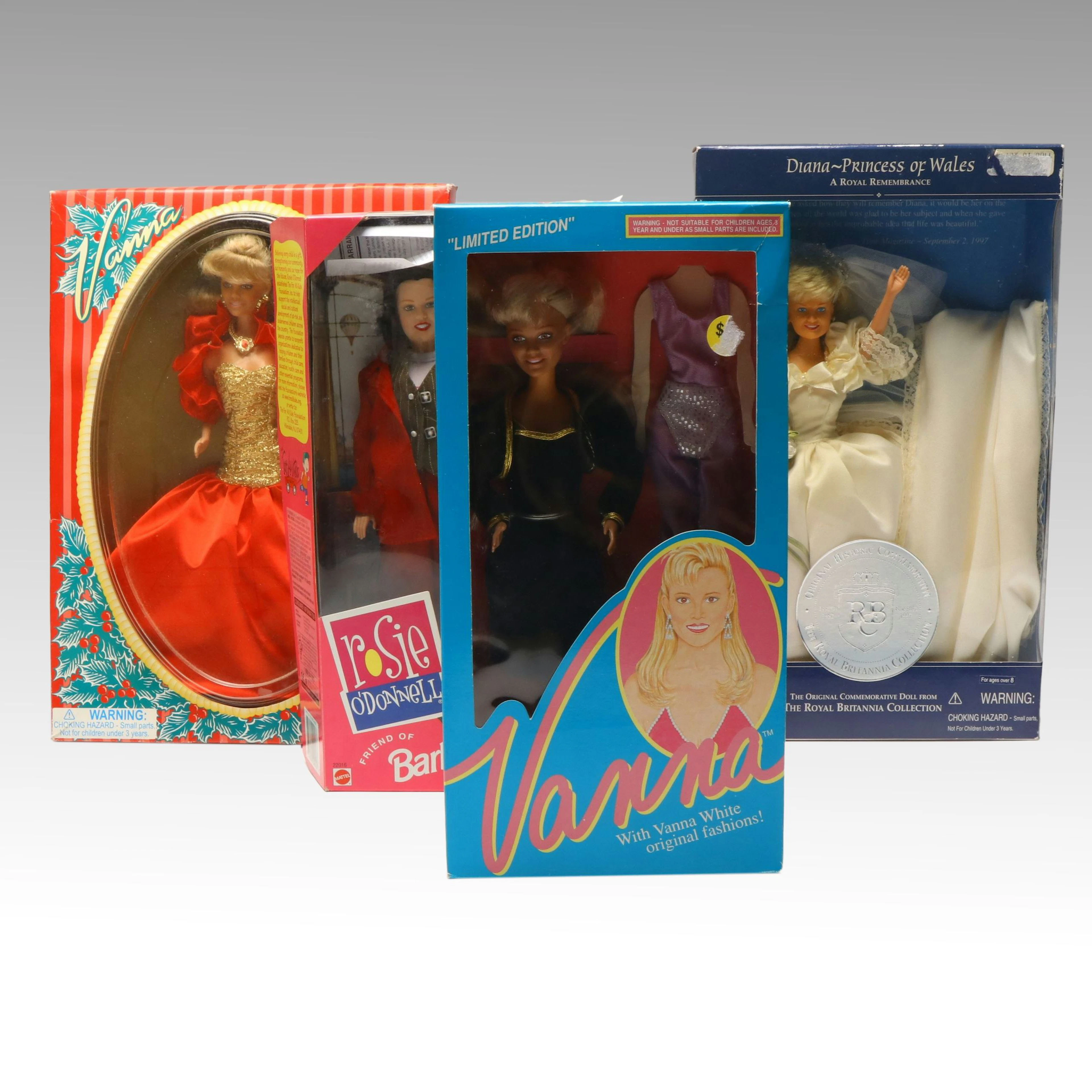 Mattel Rosie O'Donnell with Vanna White and Princess Diana Dolls