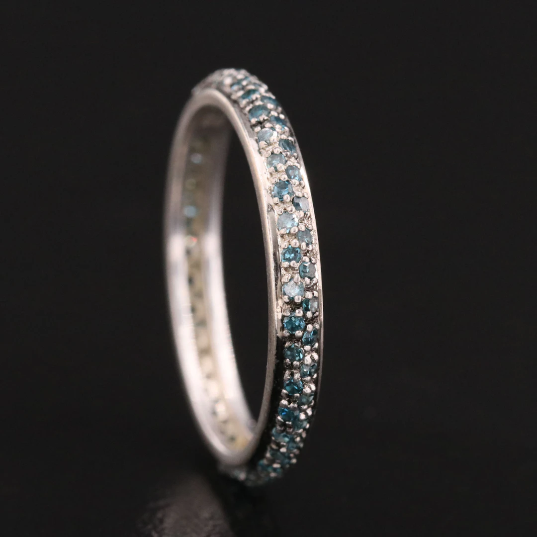Sterling Fancy Blue Diamond Eternity Band
