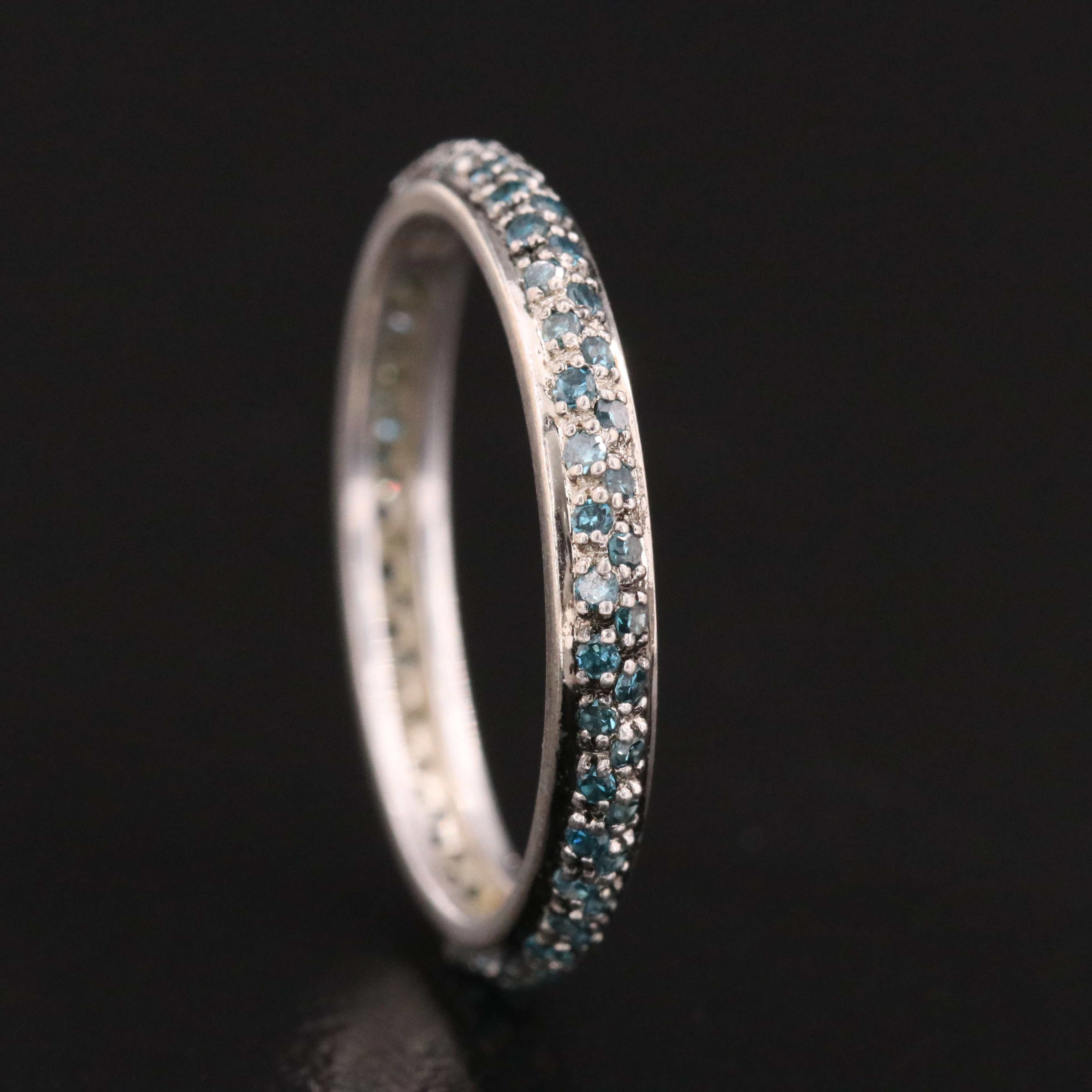 Sterling Fancy Blue Diamond Eternity Band