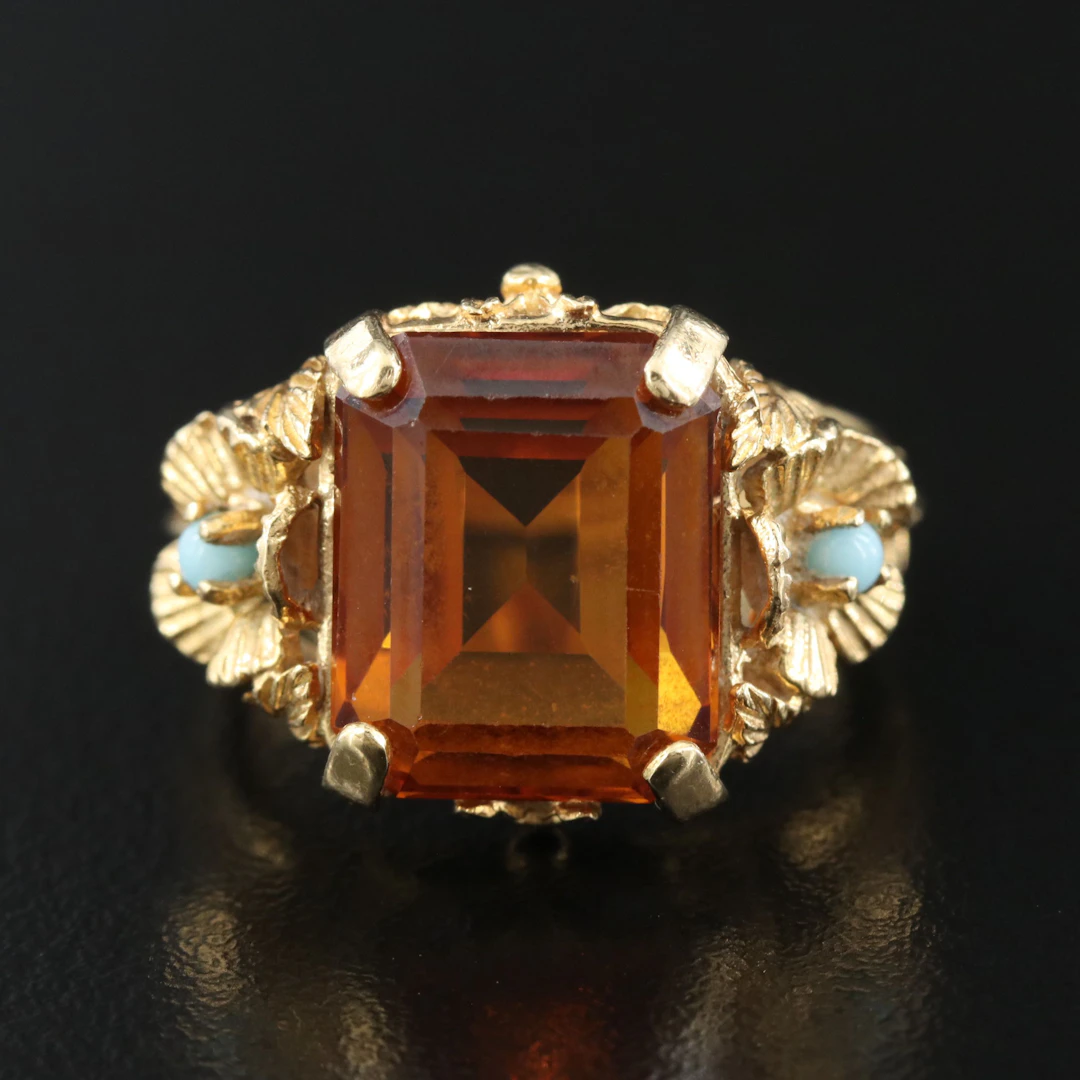 18K Sapphire and Faux Turquoise Ring