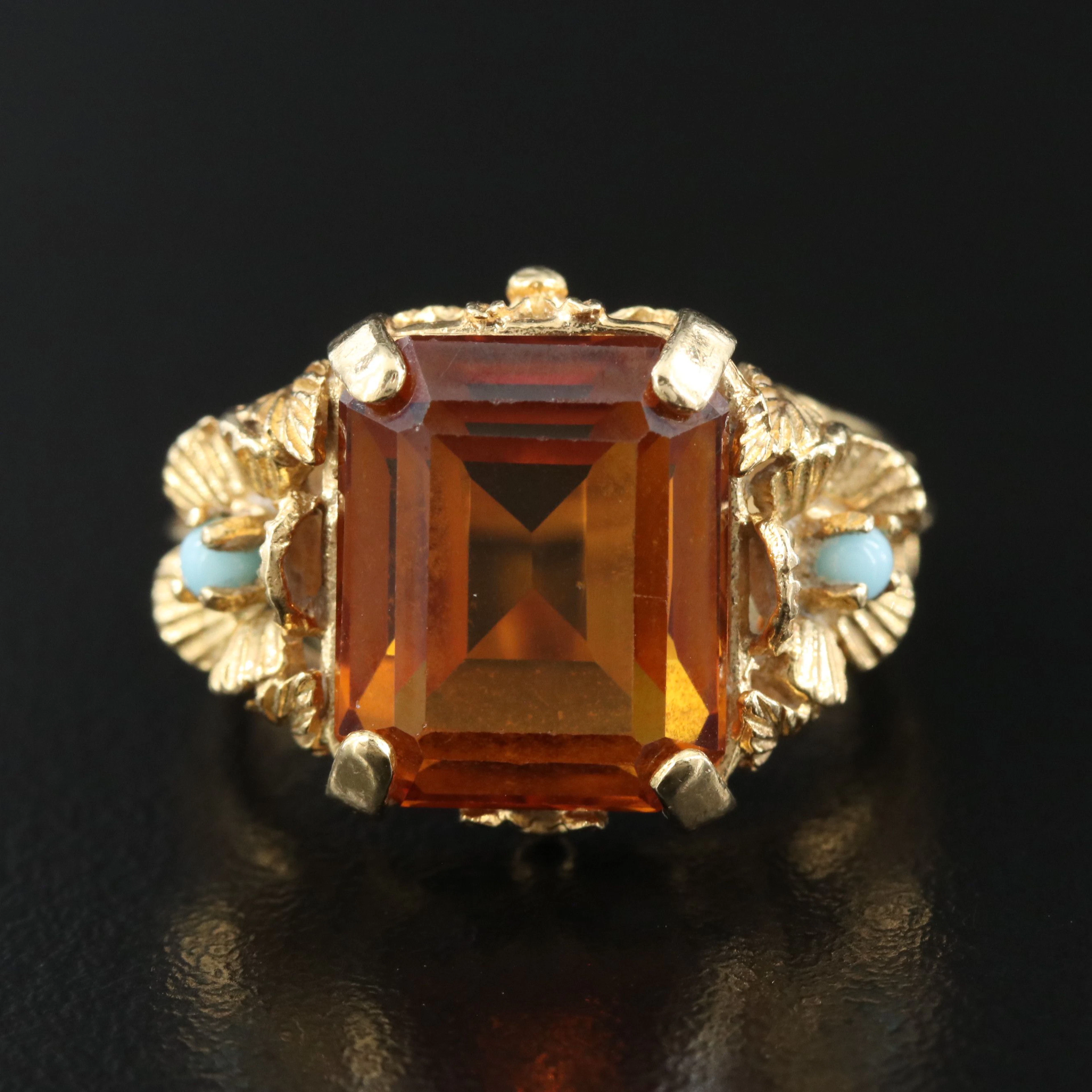 18K Sapphire and Faux Turquoise Ring