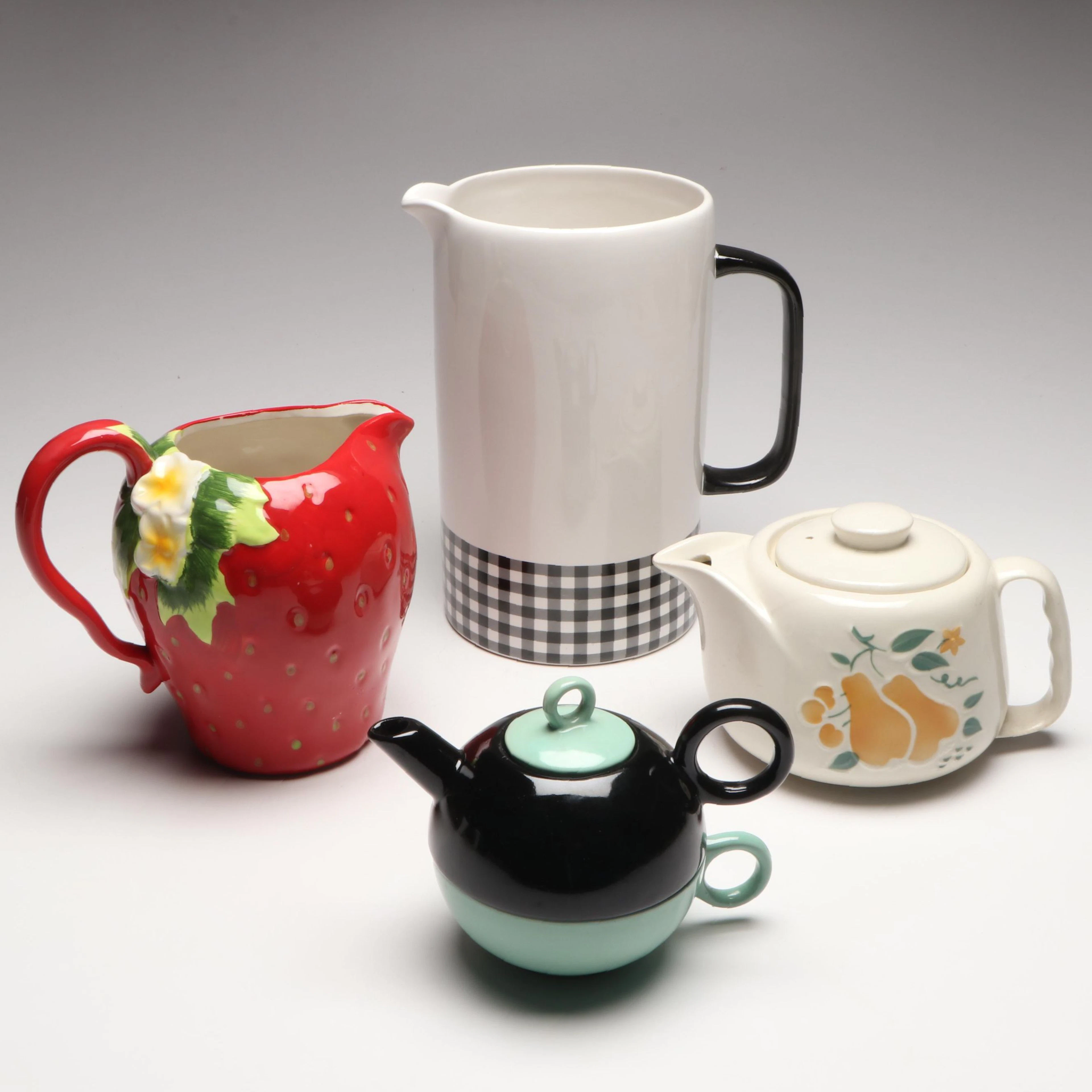 Porcelier "Pears" with Matteo Thun Style Teapot and Other Pitchers