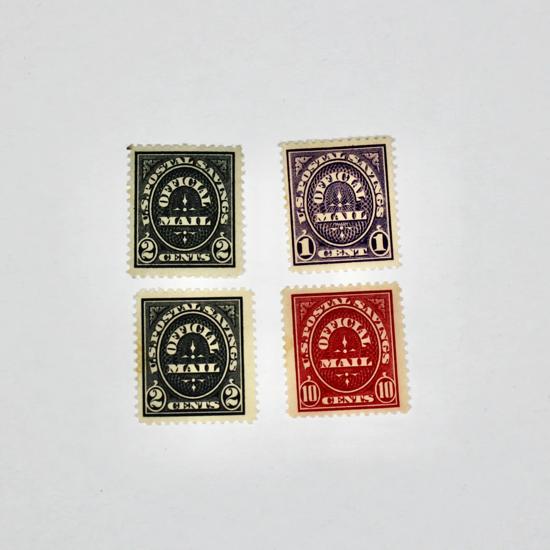 Four Different Mint and MNH U.S. Official Stamps, Issued in 1910