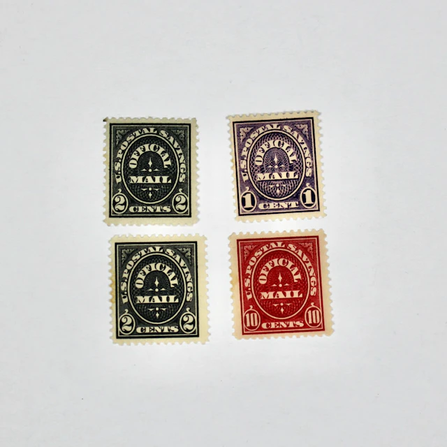 Four Different Mint and MNH U.S. Official Stamps, Issued in 1910