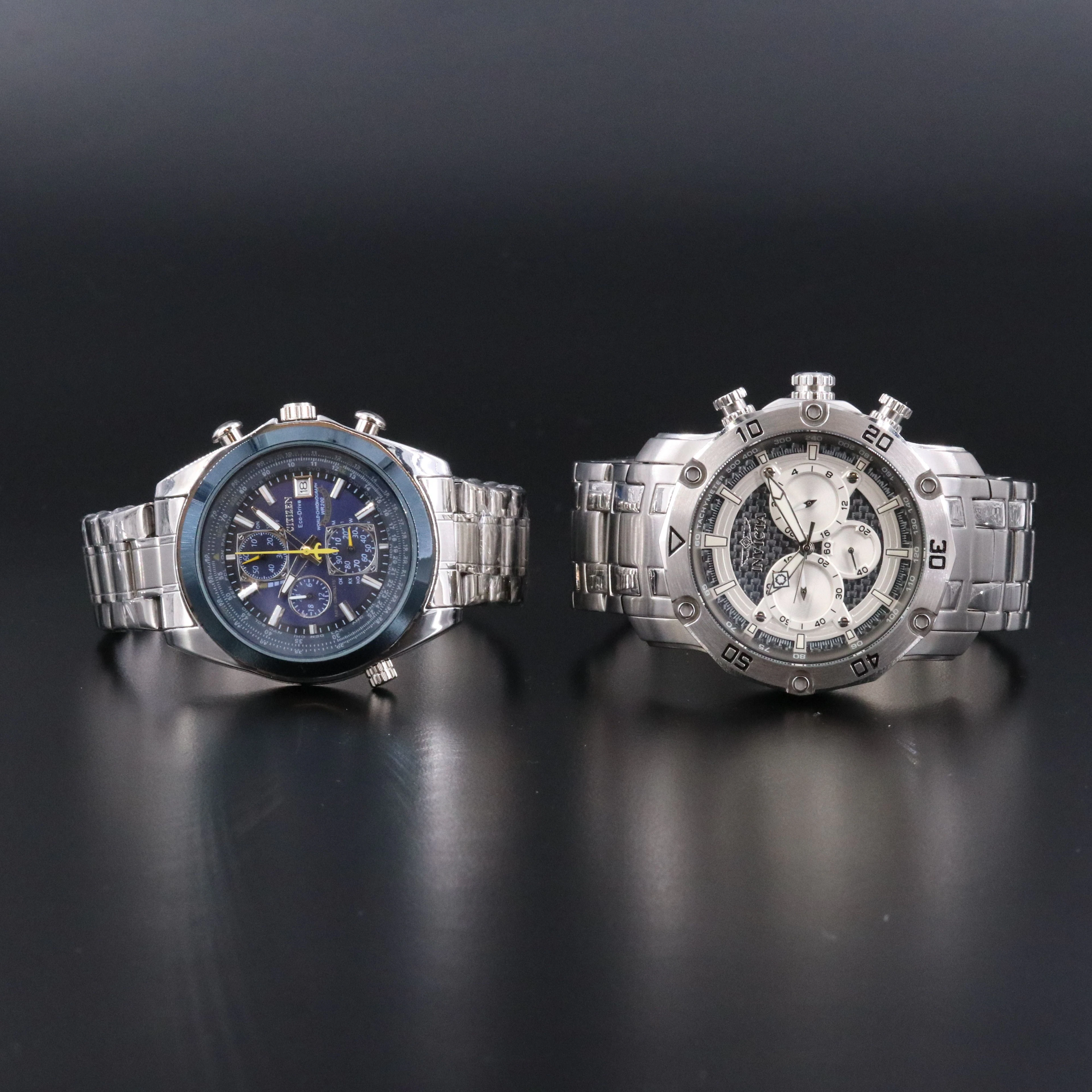 Citizens Blue Angel World Chronograph and Invicta Pro Diver Chronograph Watches