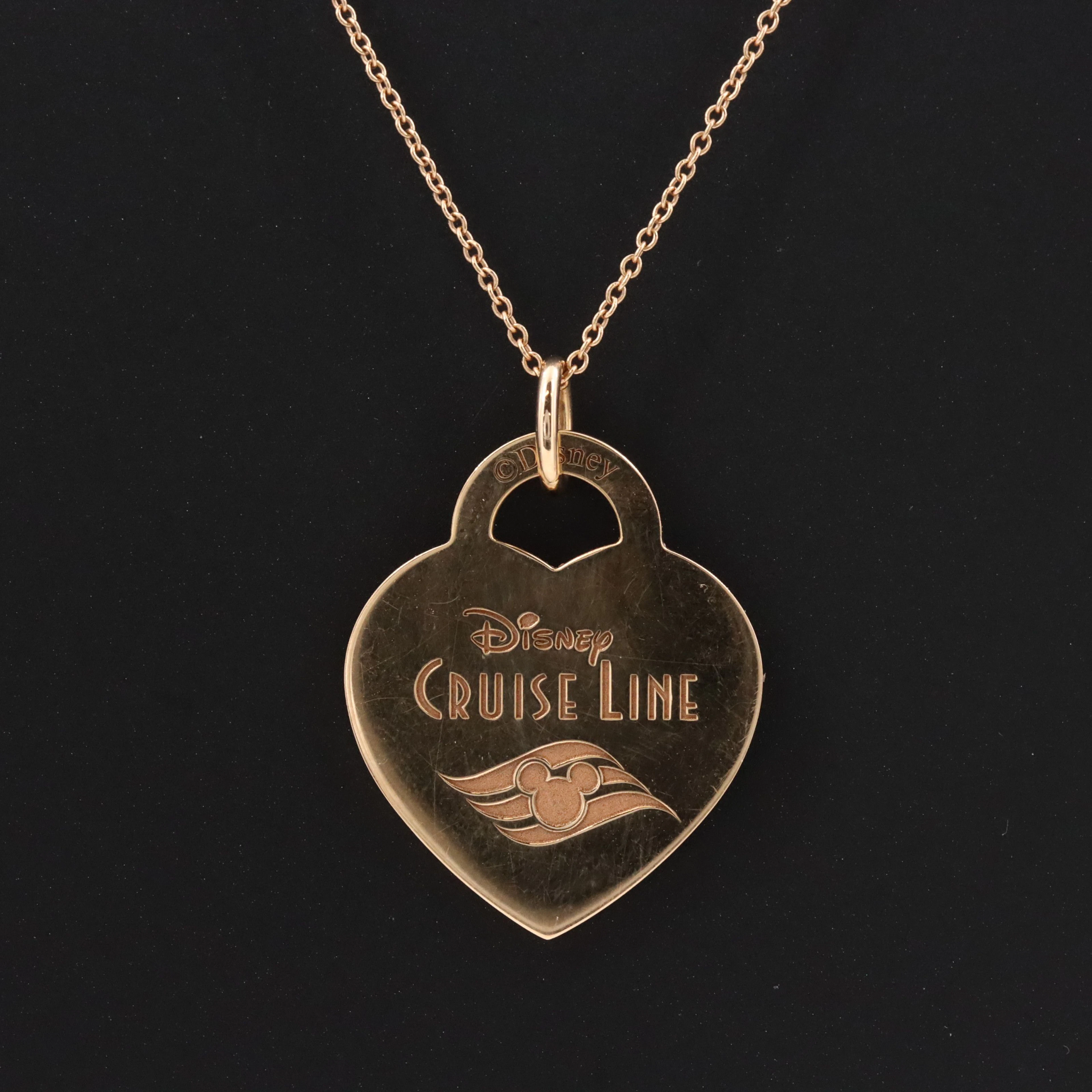 Tiffany & Co. 18K Rose Gold Disney Cruise Line Heart Tag Necklace