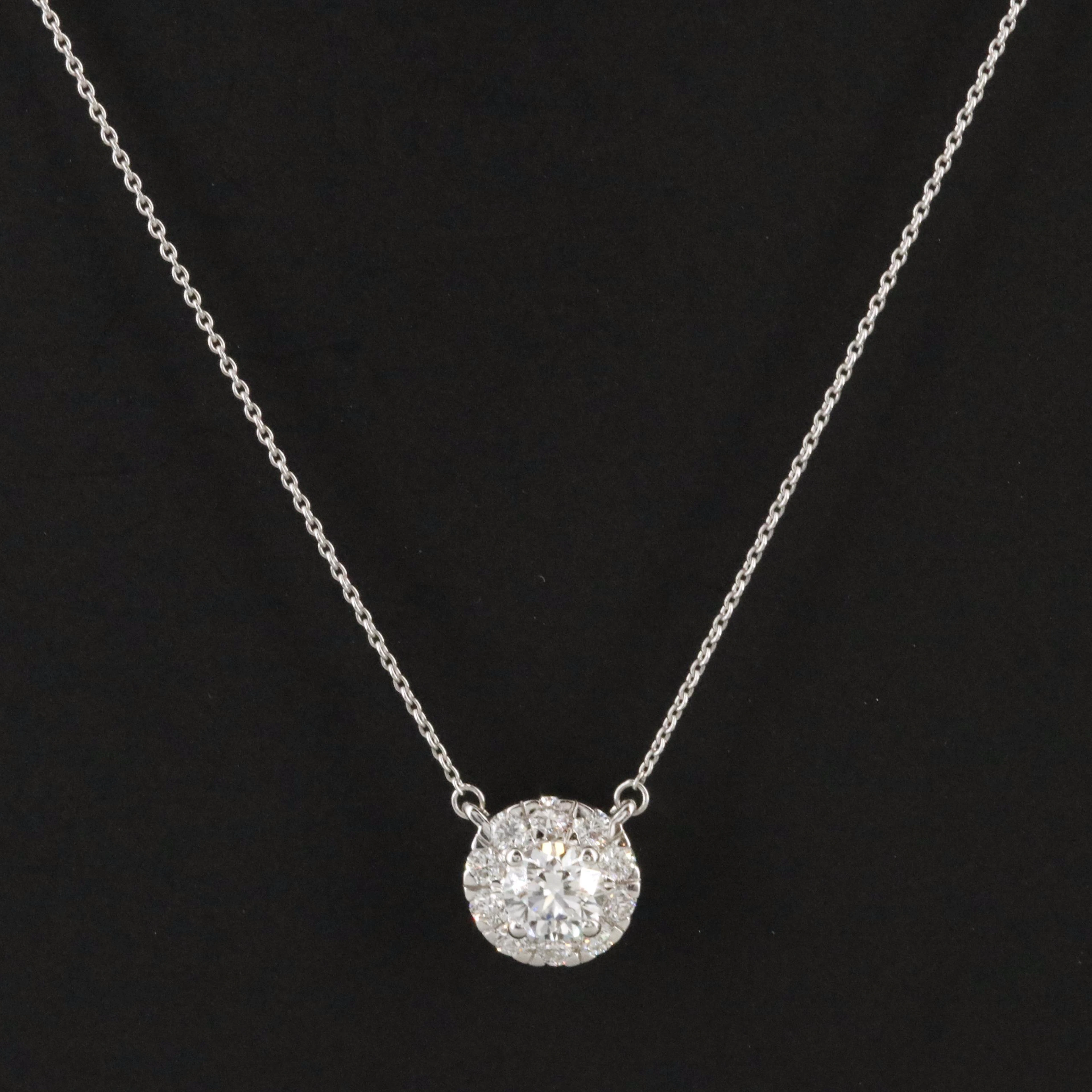 14K 0.53 CTW Lab Grown Diamond Halo Pendant Necklace