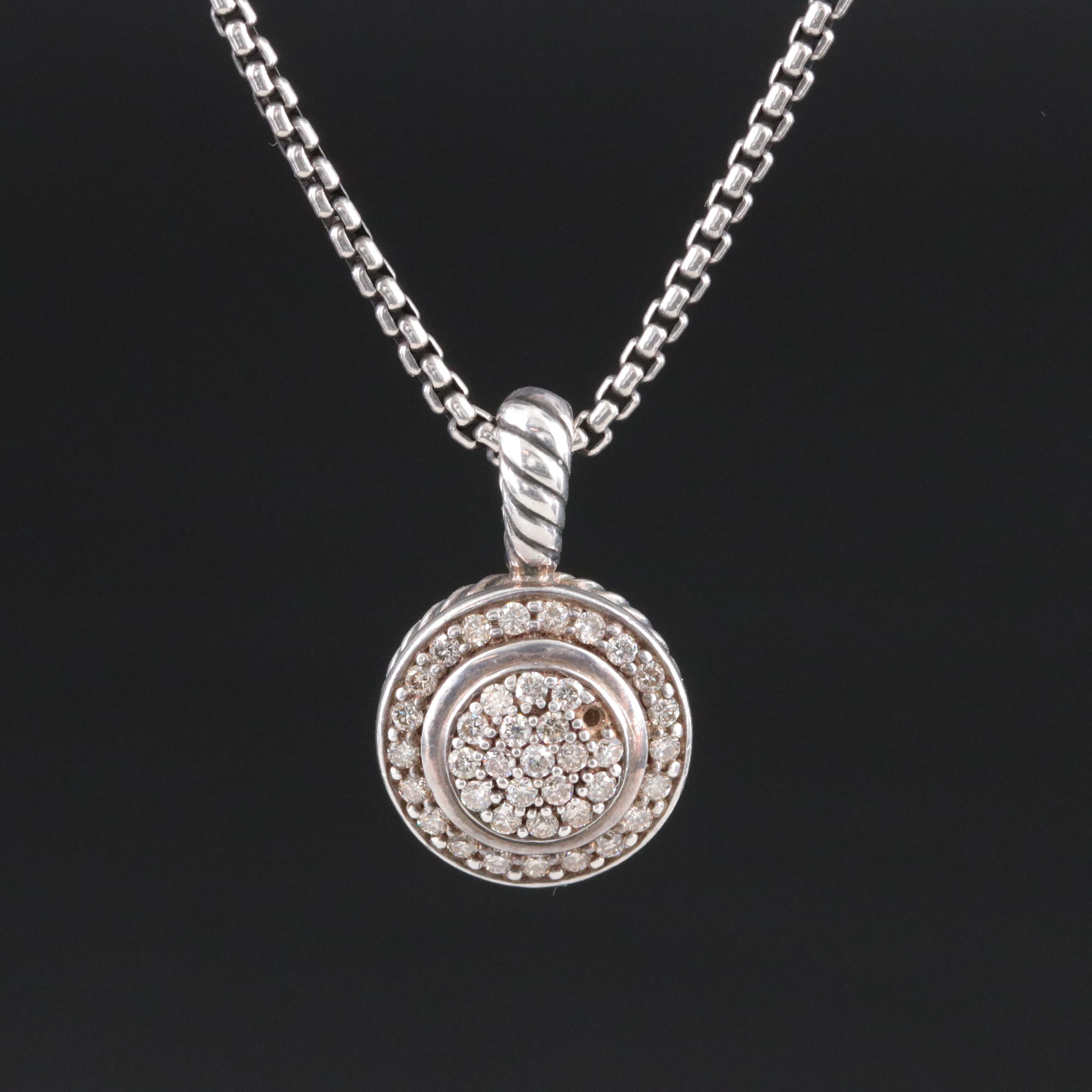 David Yurman Cerise Sterling 0.48 CTW Diamond Pendant Necklace