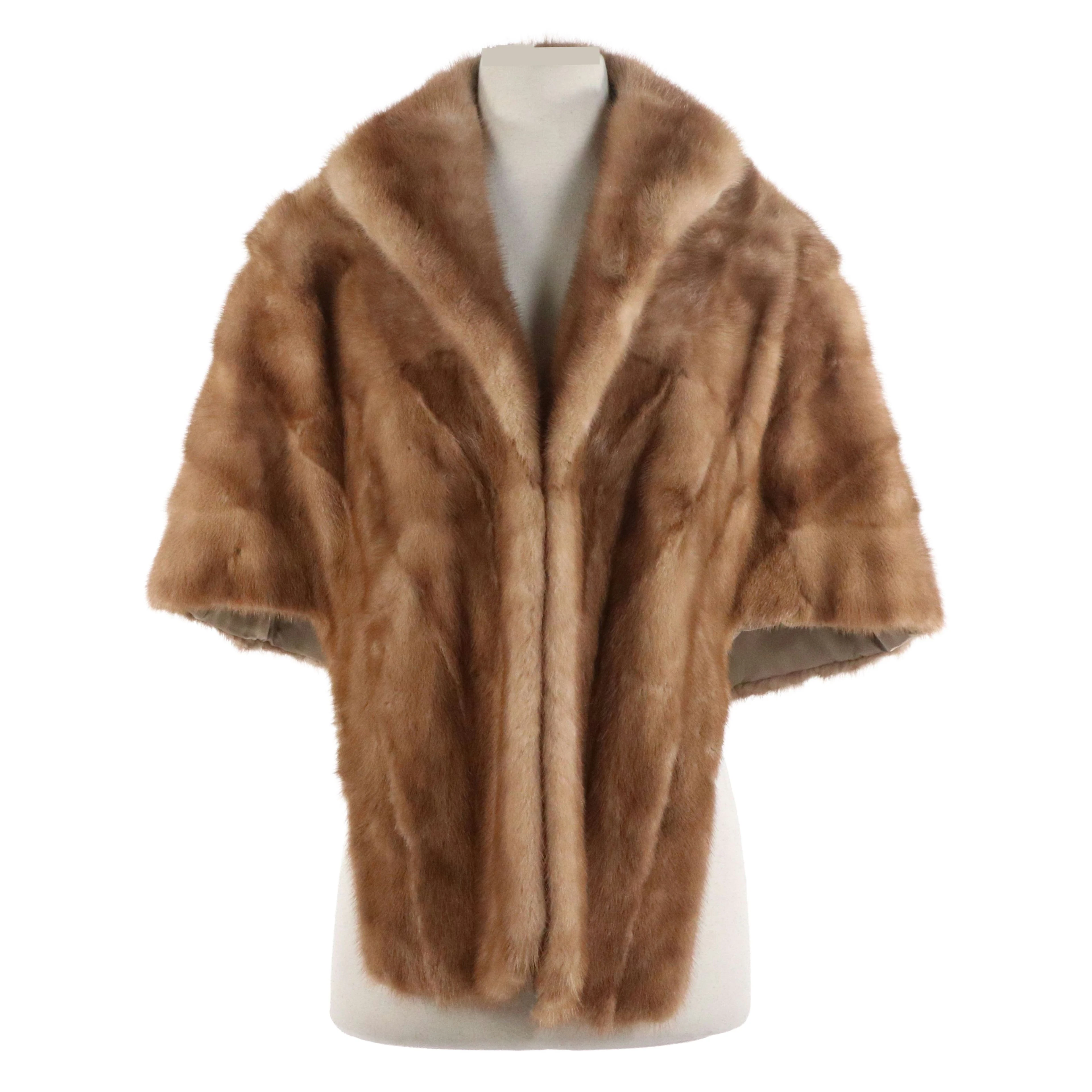 Pastel Mink Fur Shawl Collar Stole, Vintage