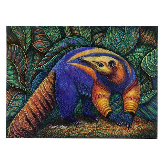 Ricardo Maya Stylized Acrylic Painting of Anteater, 2026