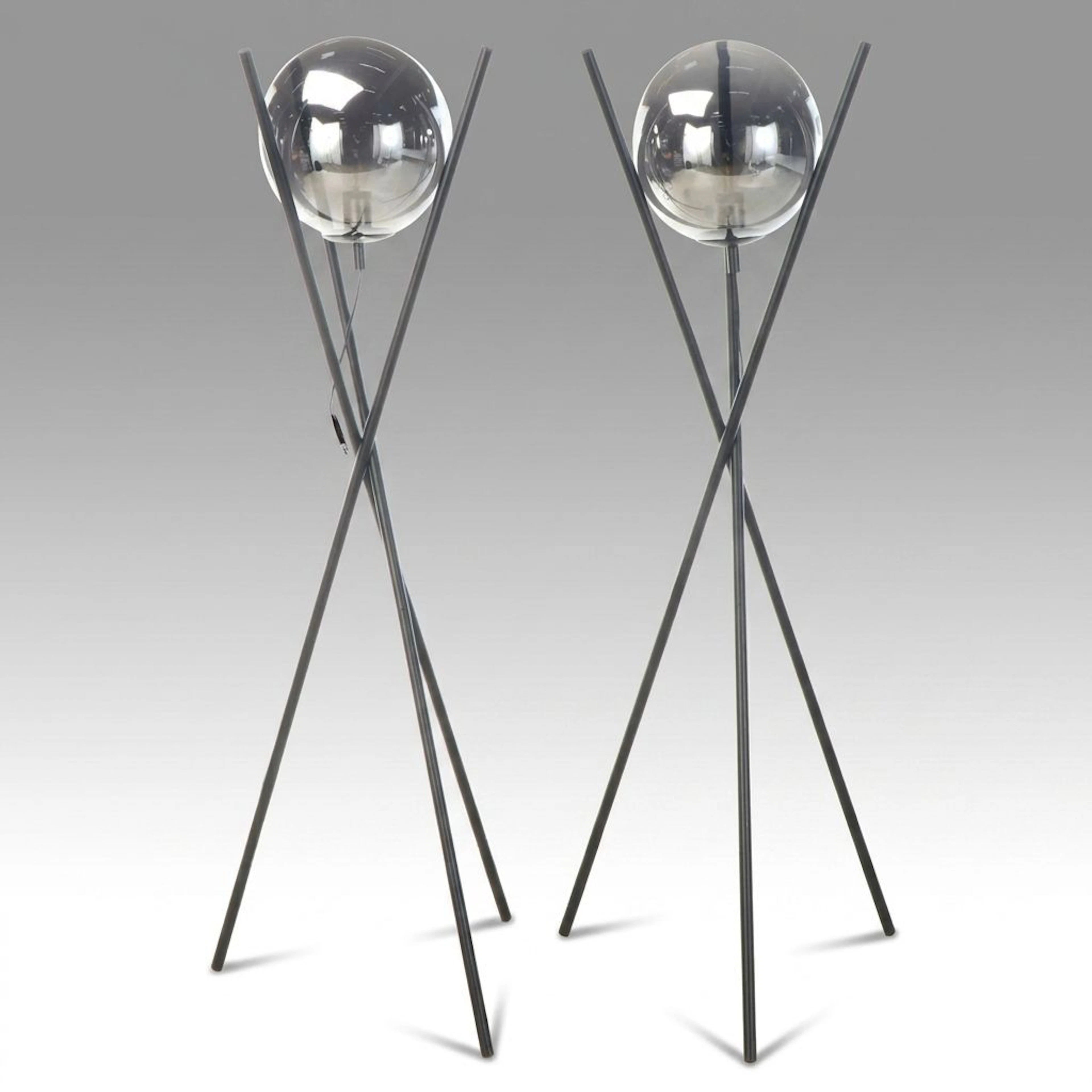 Dainolite "Pamela" Smoked Glass Floor Lamps, Contemporary
