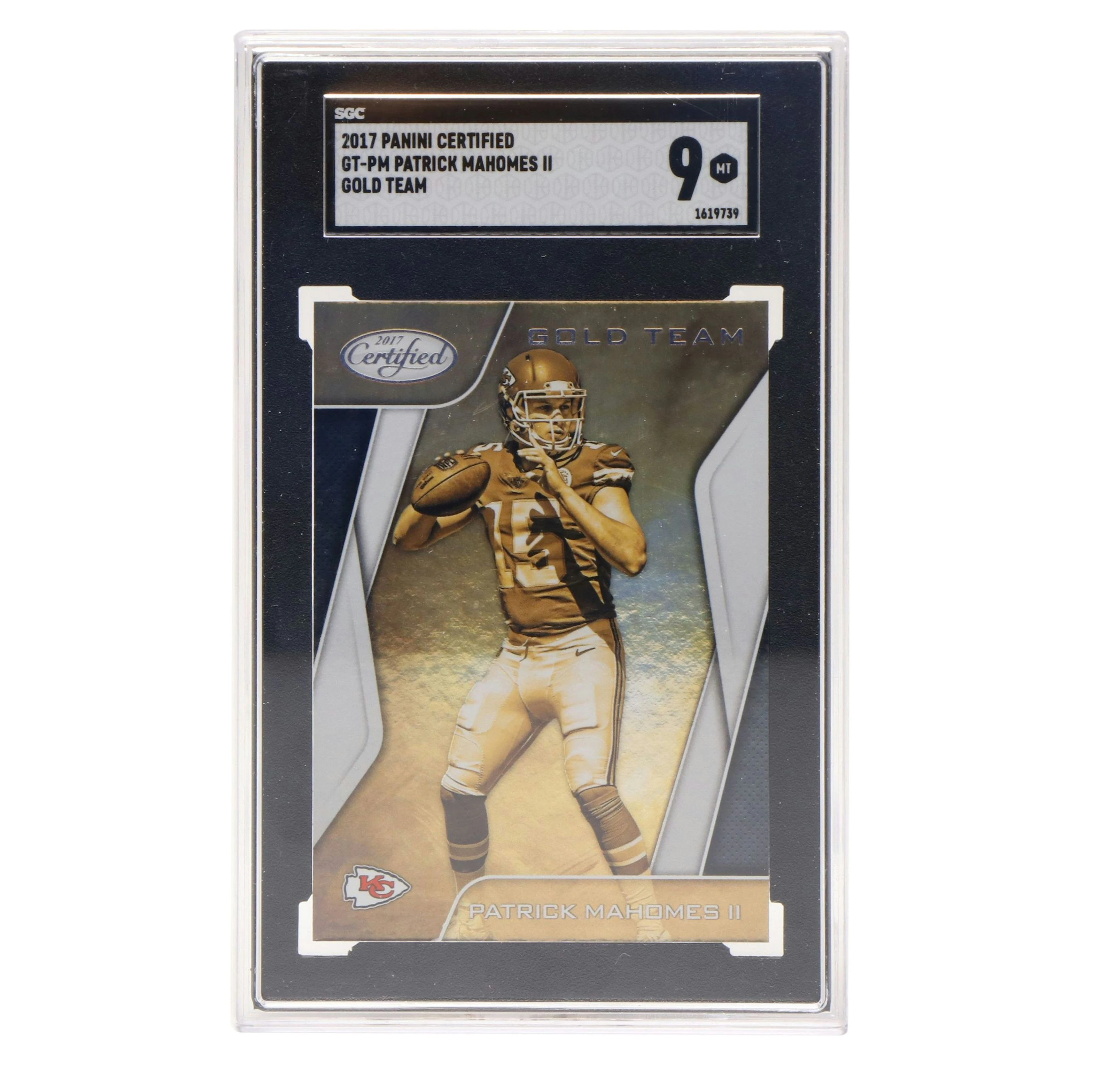 2017 Certified Patrick Mahomes Gold Team Rookie Year Football Card Graded SGC 9