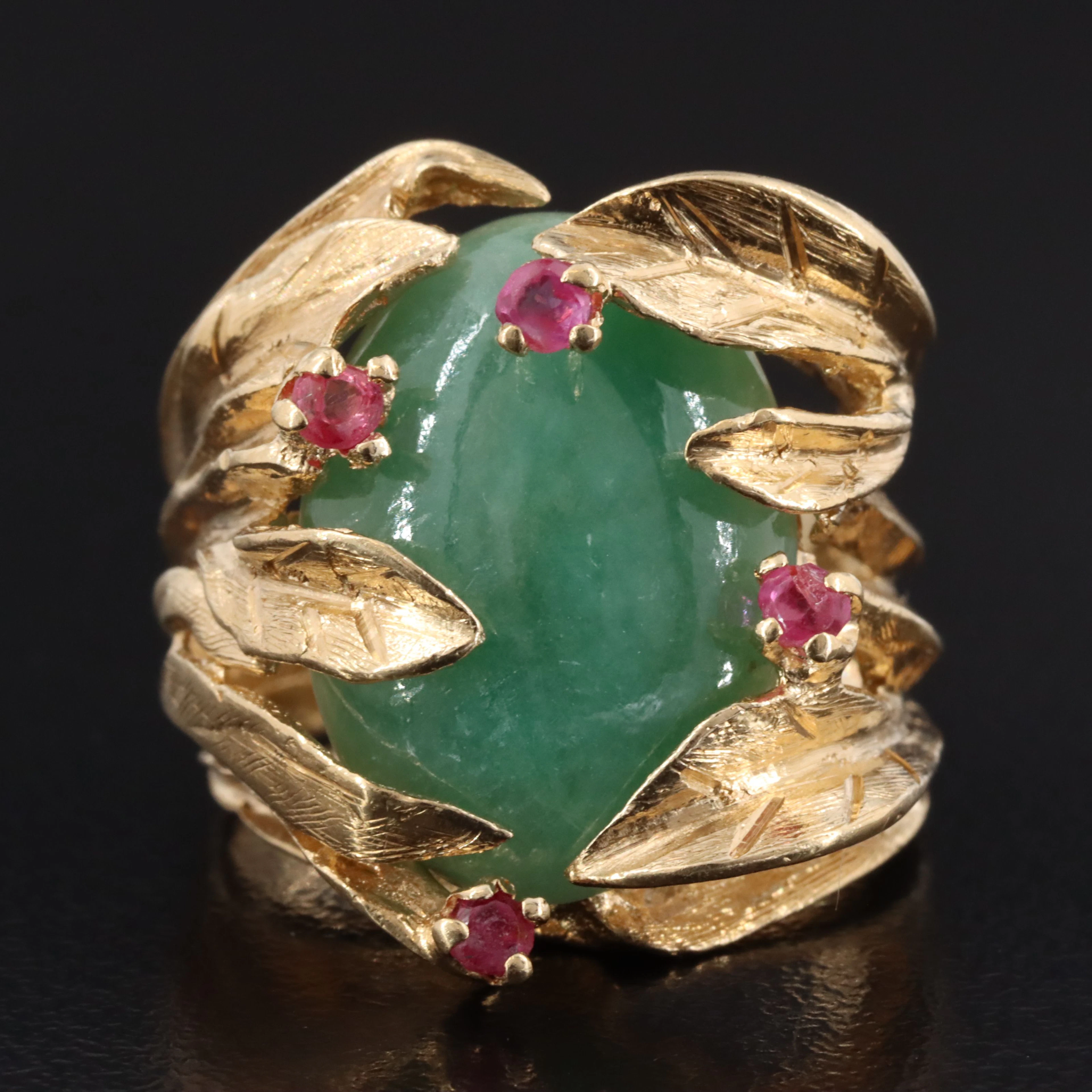 14K Aventurine and Ruby Ring