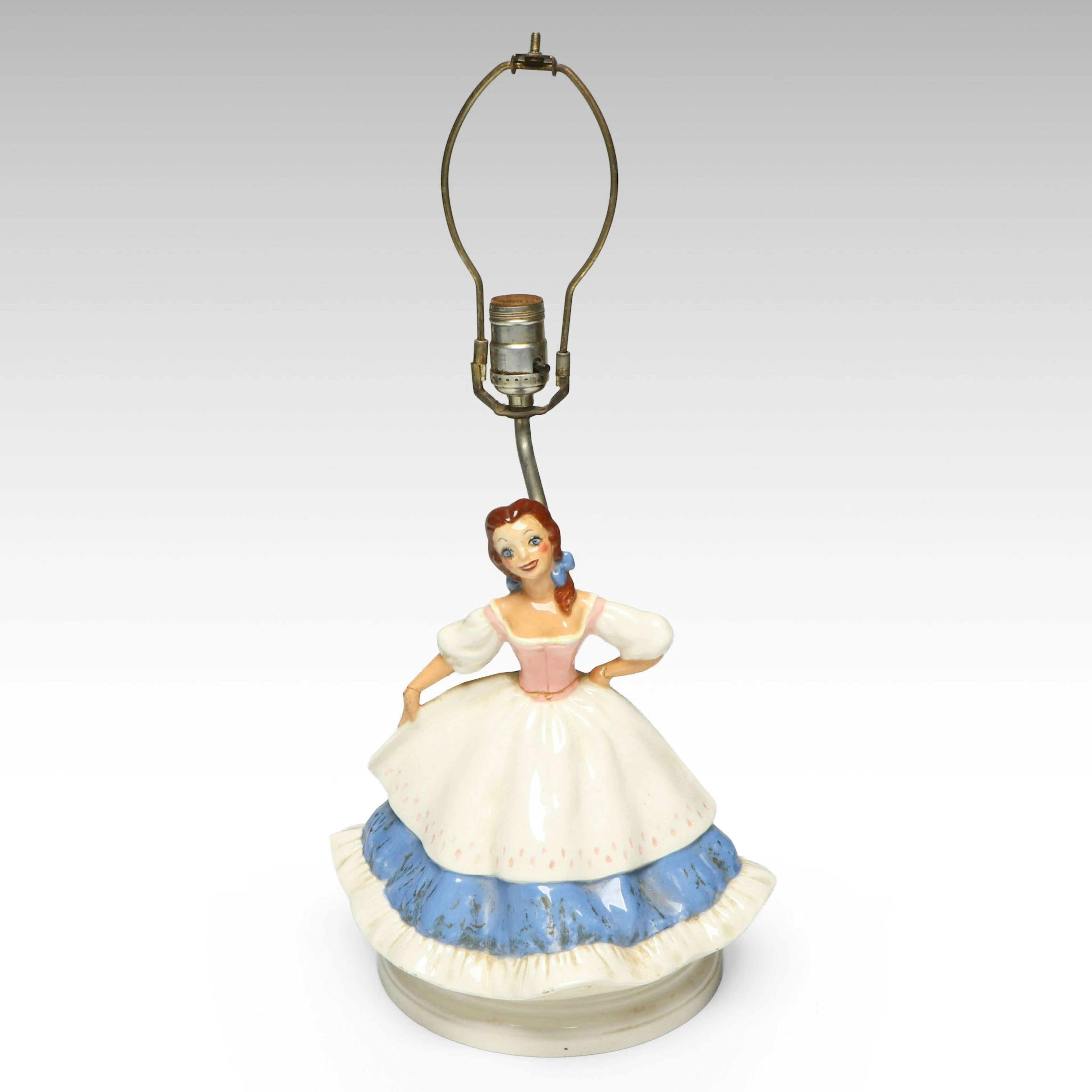 Figural Ceramic Milkmaid Table Lamp, Mid to Late 20th C.