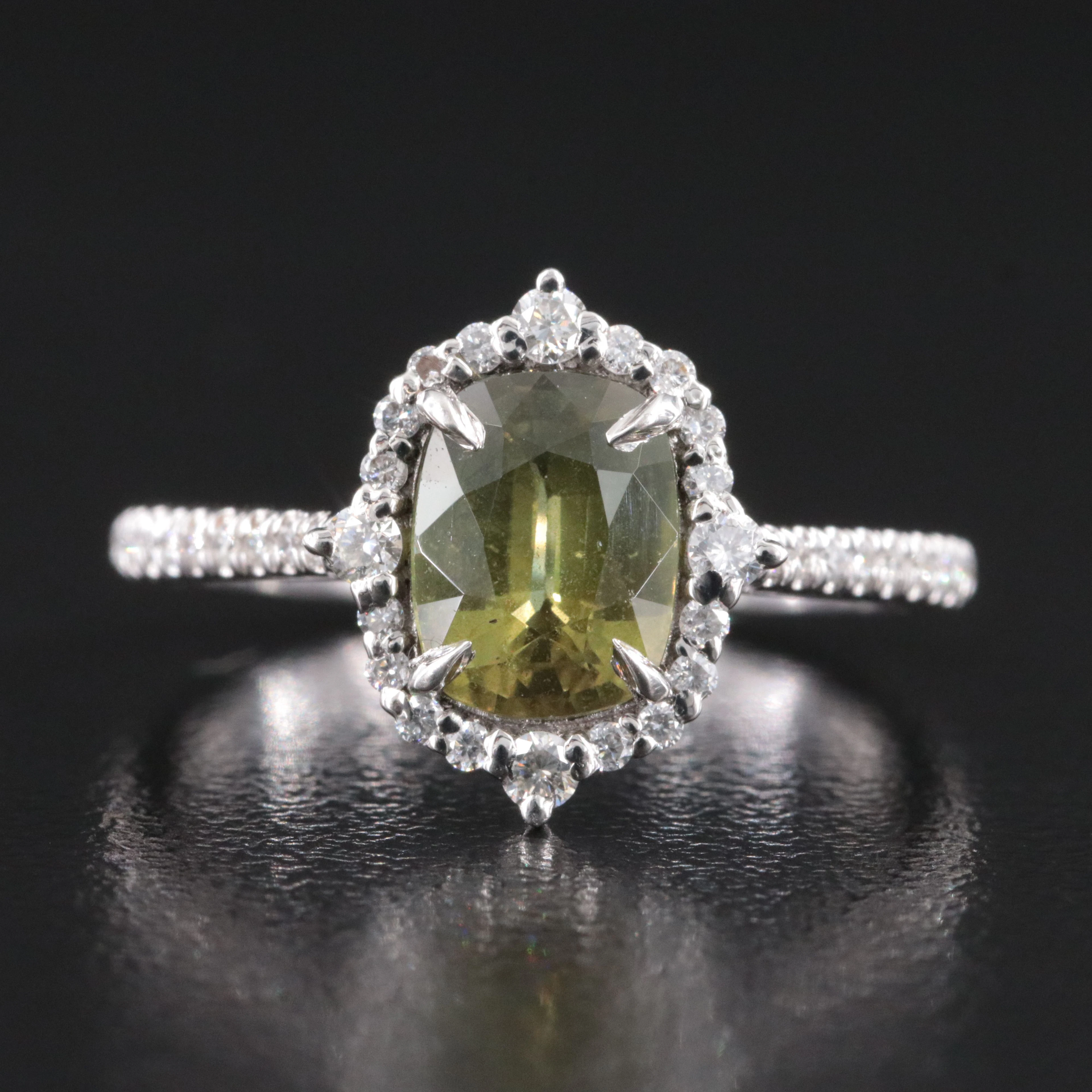 Platinum 1.53 Color Change Unheated Sapphire and Diamond Ring with GIA Report