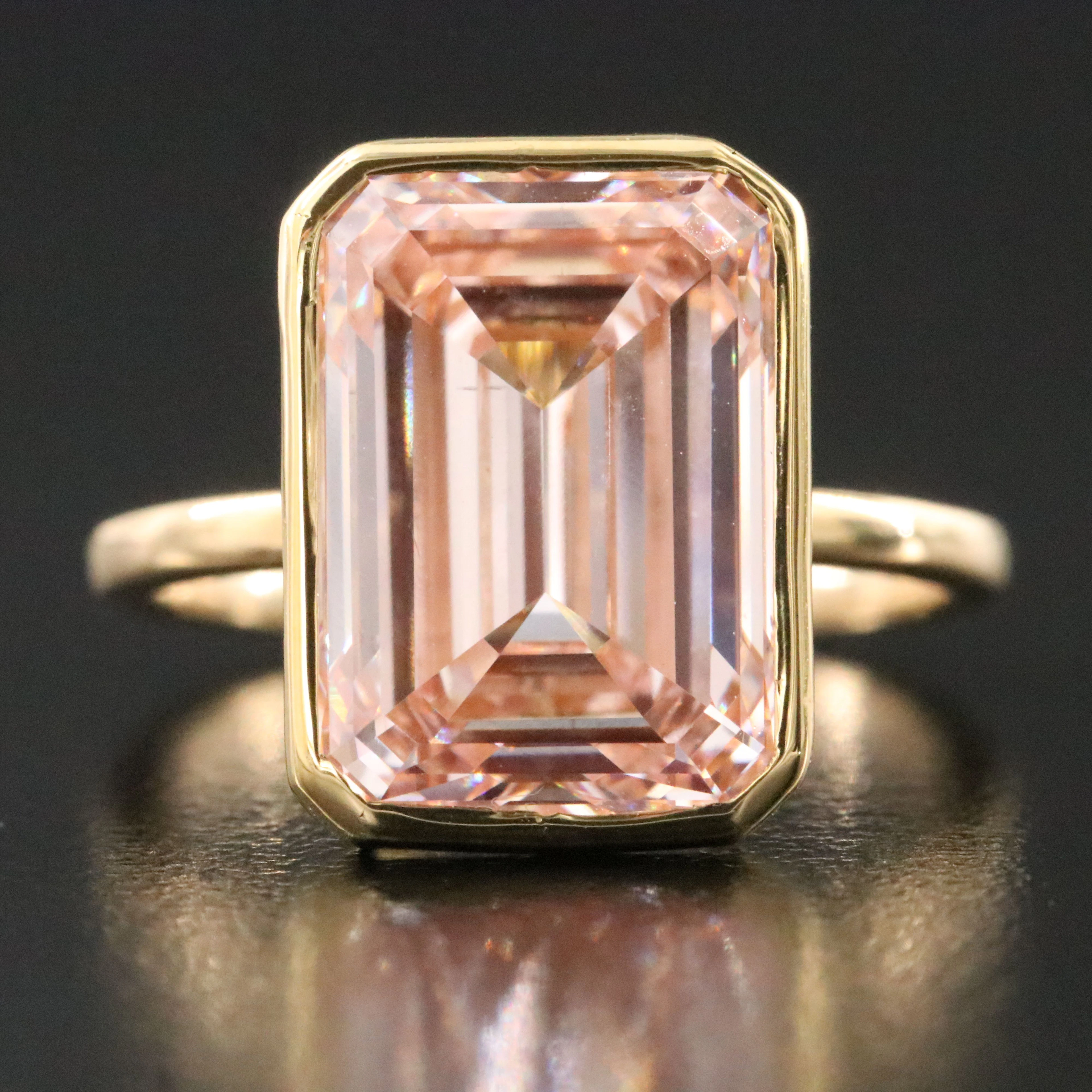 14K 7.04 CT Fancy Pink Lab Grown Diamond Solitaire Ring