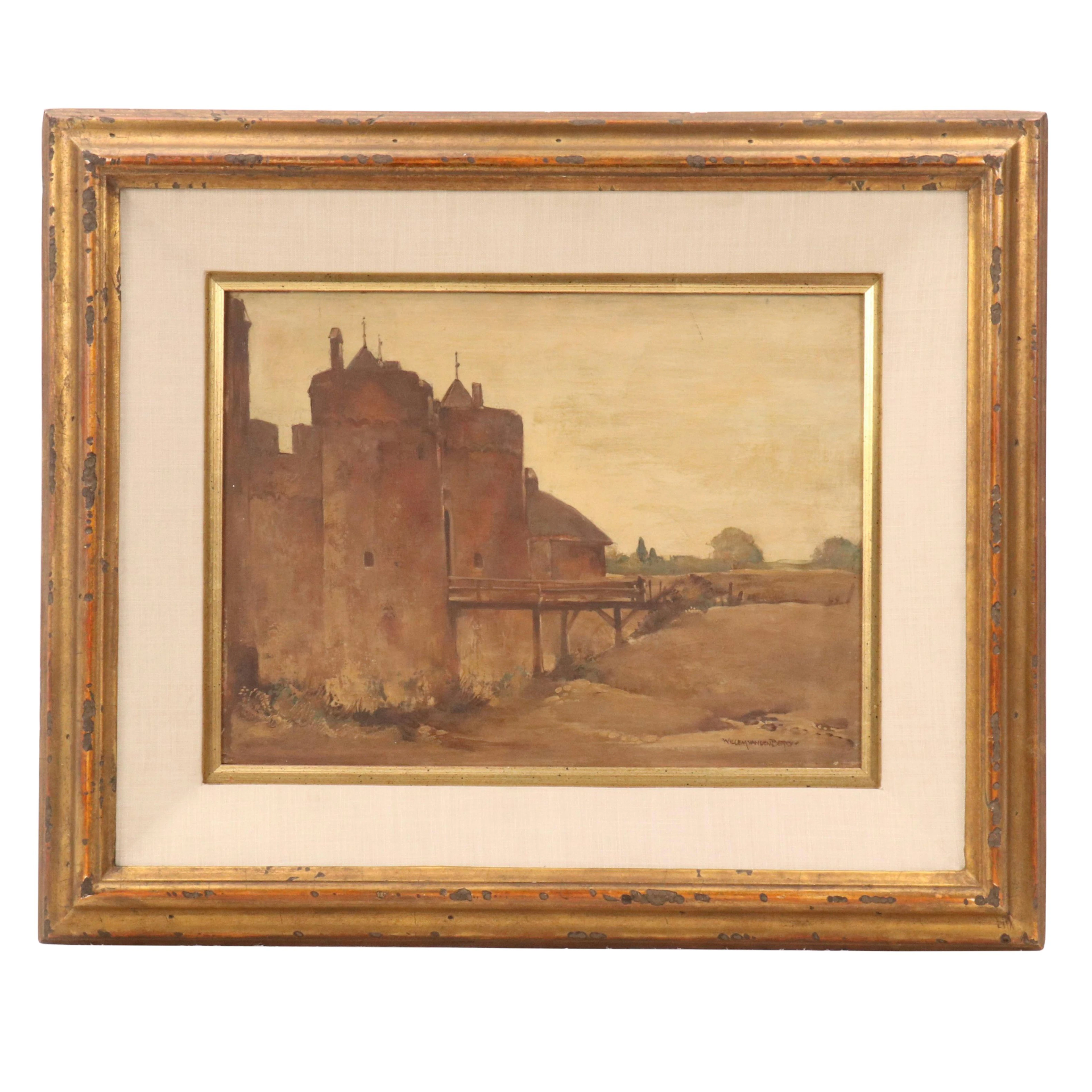 Willem van den Berg Landscape Oil Painting "Castle at Doornenburg"