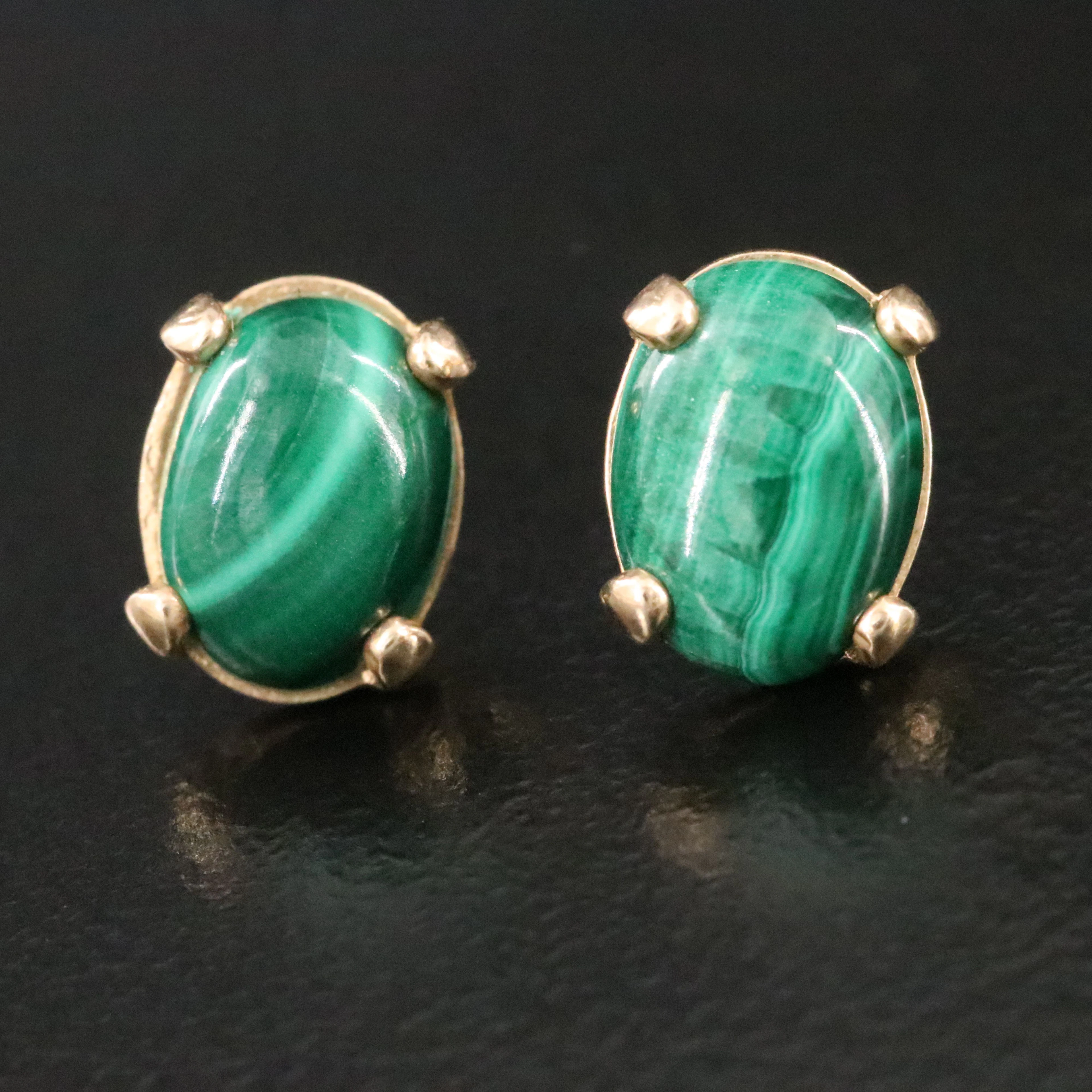 14K Malachite Stud Earrings