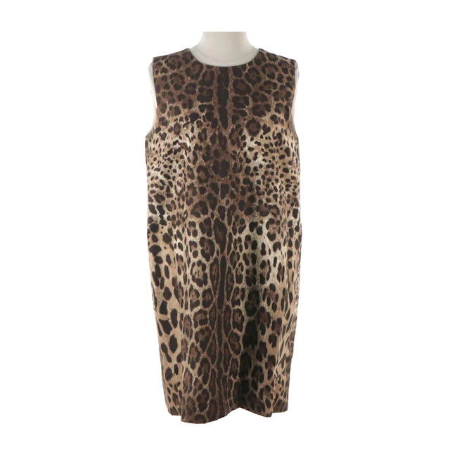 Dolce & Gabbana Sleeveless Mini A-Line Shift Dress in Leopard Print, with Tags