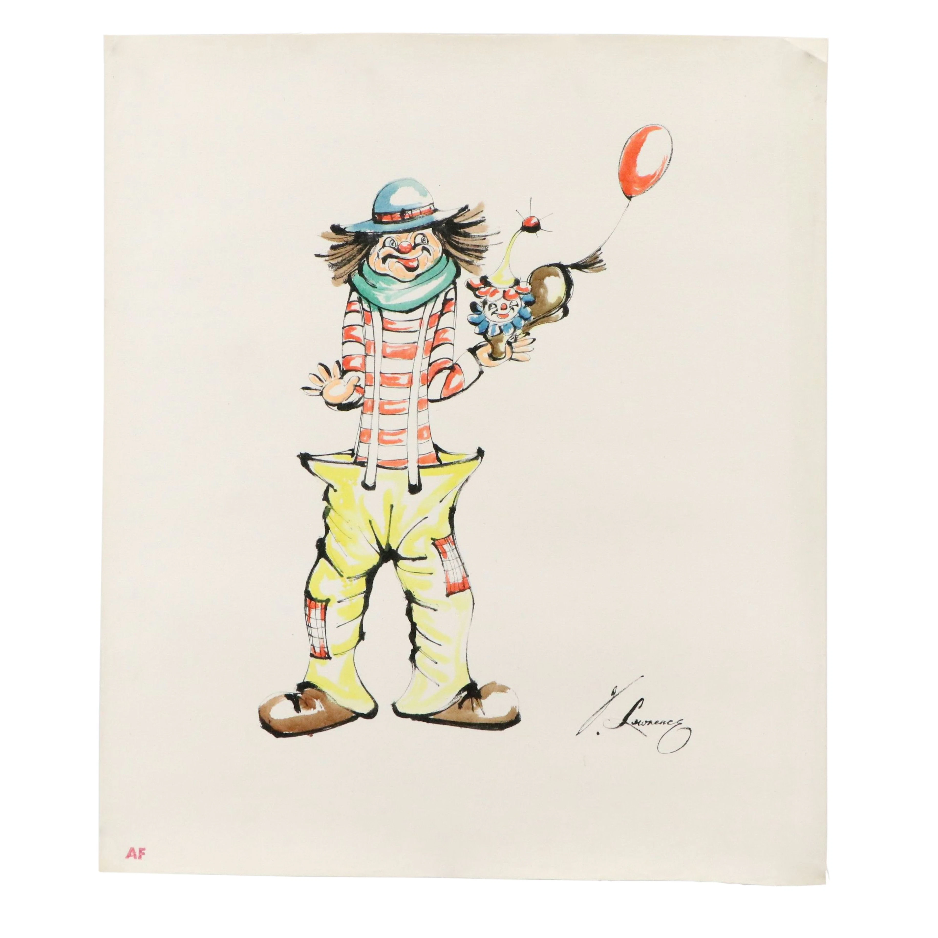 J. Lawrence Acrylic Painting of Clown
