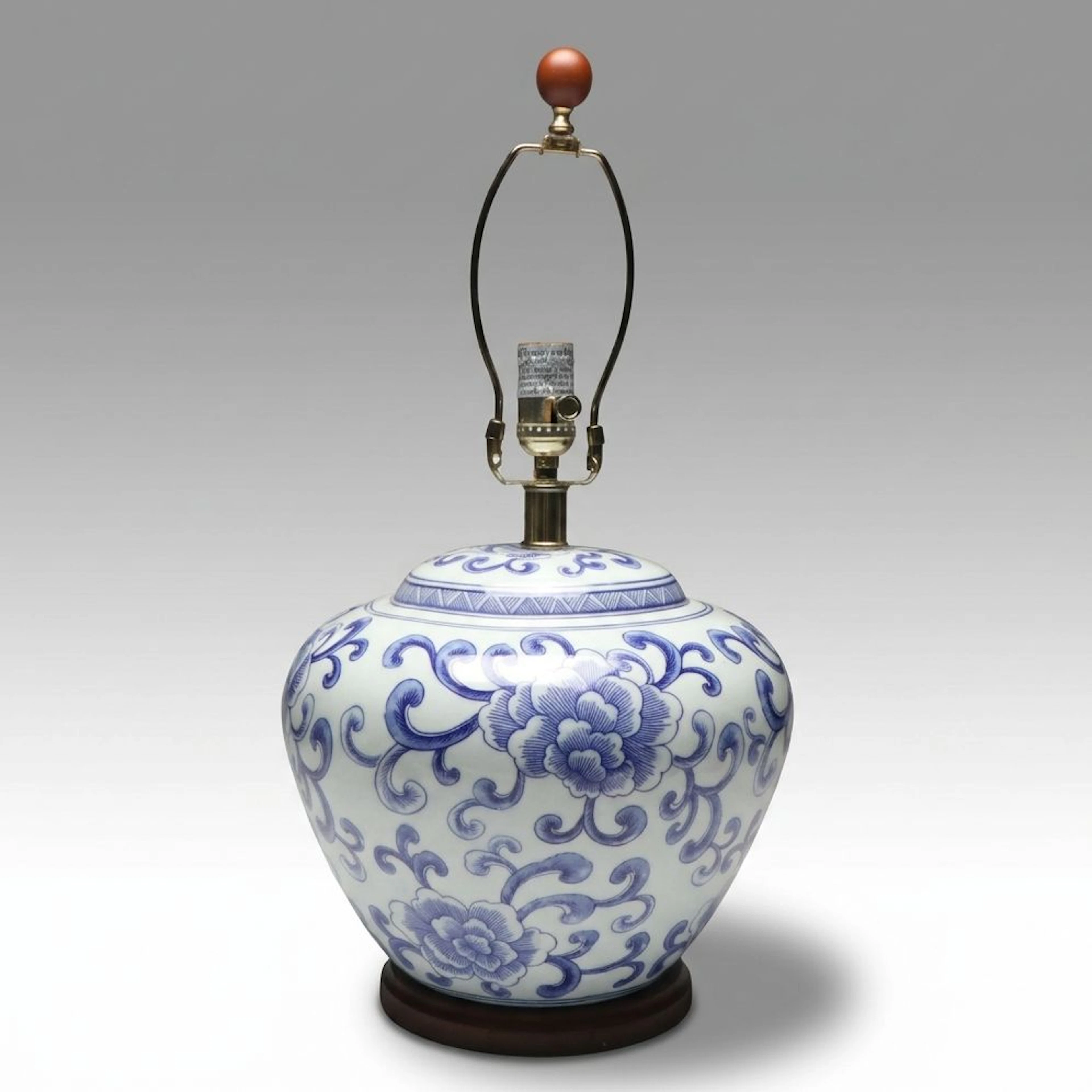 LAUREN Ralph Lauren Chinese Floral Blue and White Porcelain Accent Lamp
