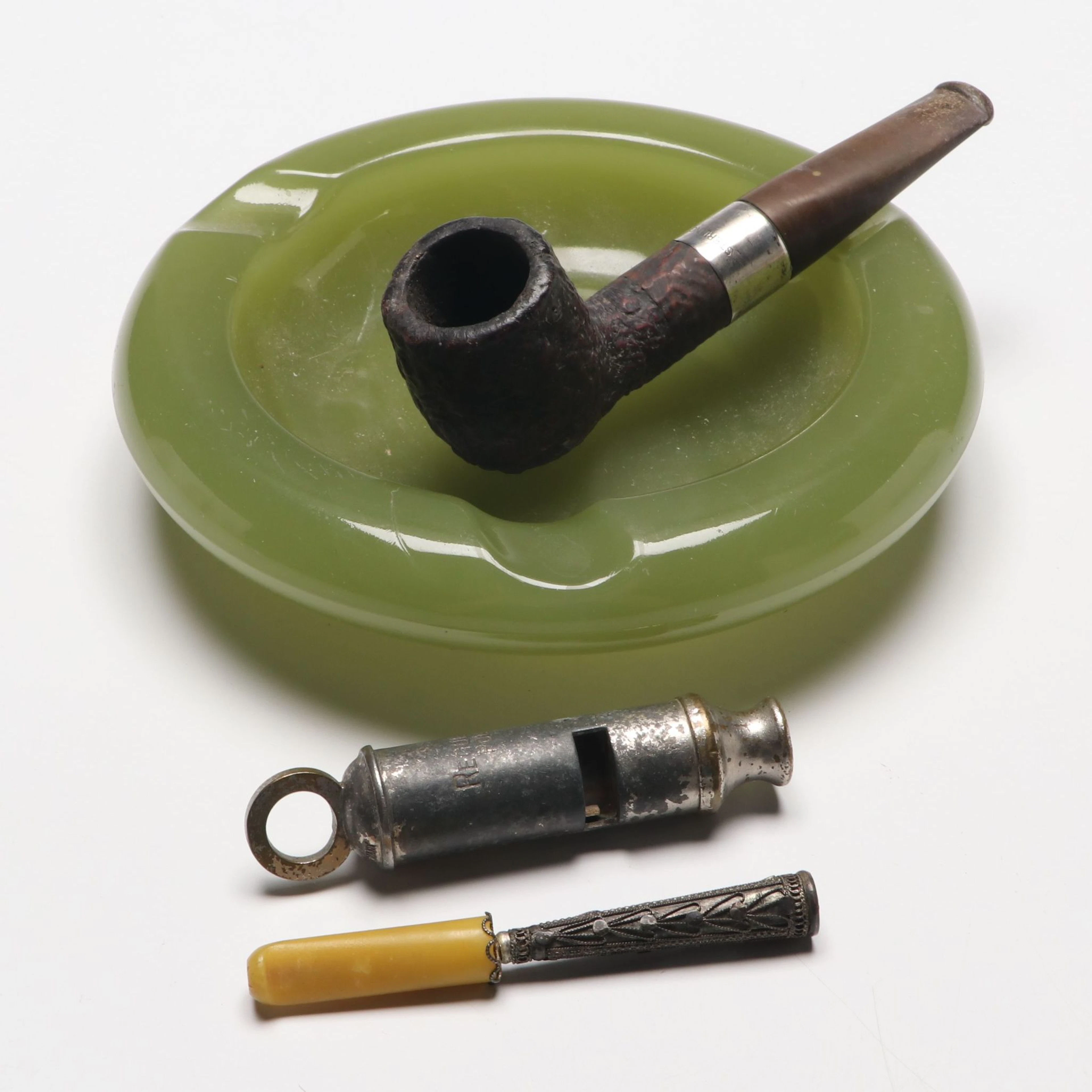Mid-Century German Regulation Police Whistle with Tobacciana Collectibles