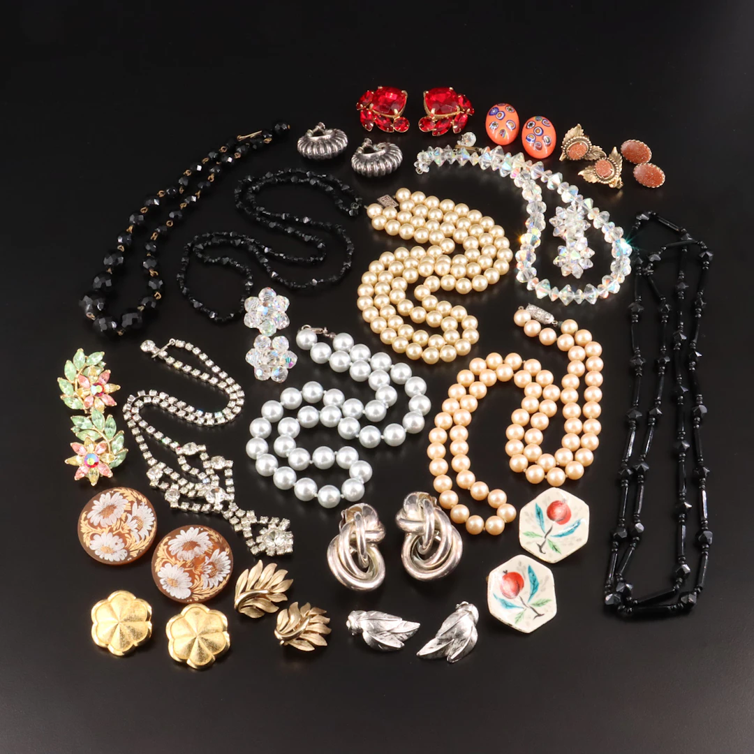 Necklace and Earring Collection Featuring Sterling, 835 Silver and
