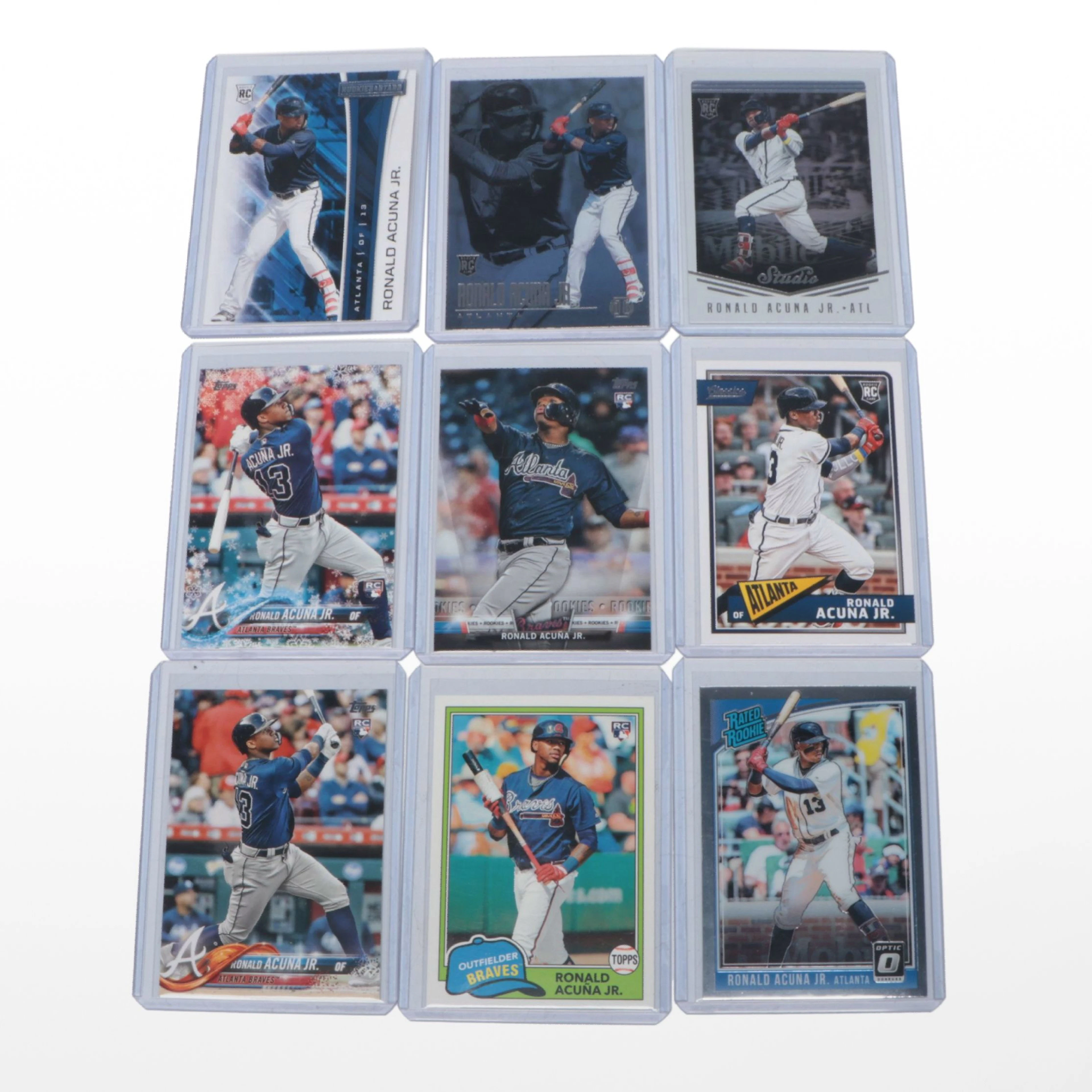 Nine Ronald Acuna Jr. Atlanta Braves Rookie Baseball Cards