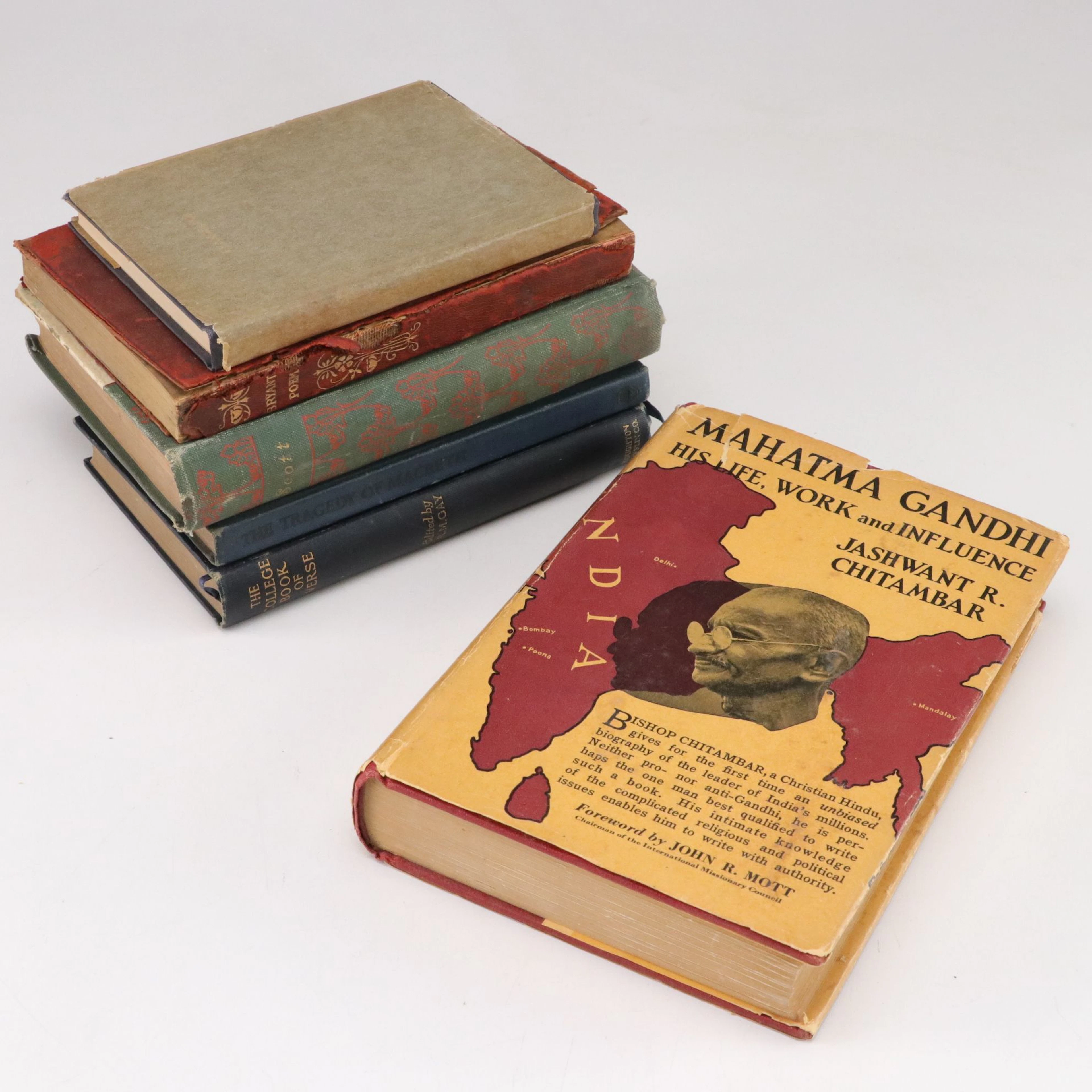 "Mahatma Gandhi, His Life" with "Scott's Poems" and More Poetry, Early 20th C.