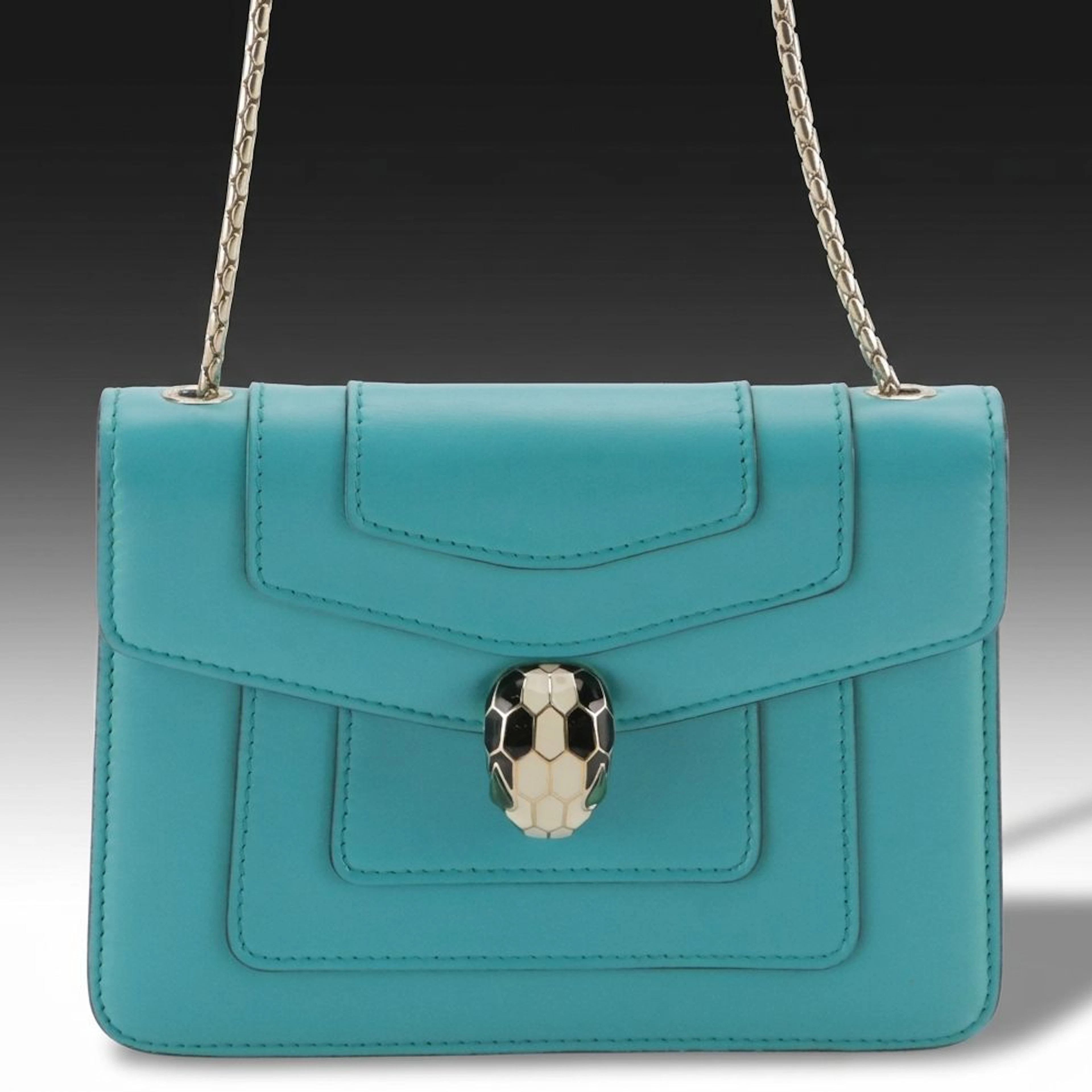 BVLGARI Serpenti Forever Snake Chain Small Flap Bag in Leather
