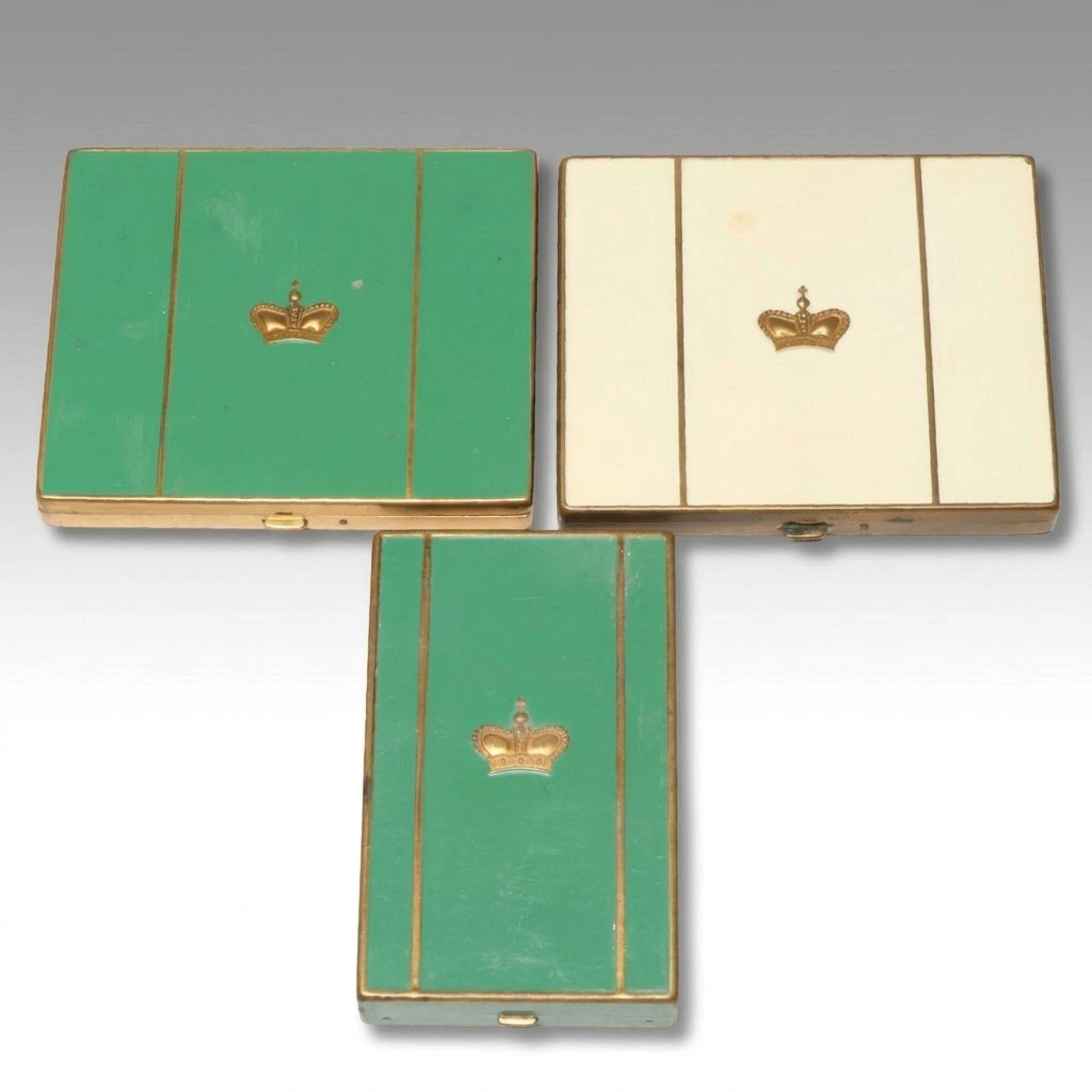 Prince Matchabelli Enamel and Brass Cigarette Cases and Compact