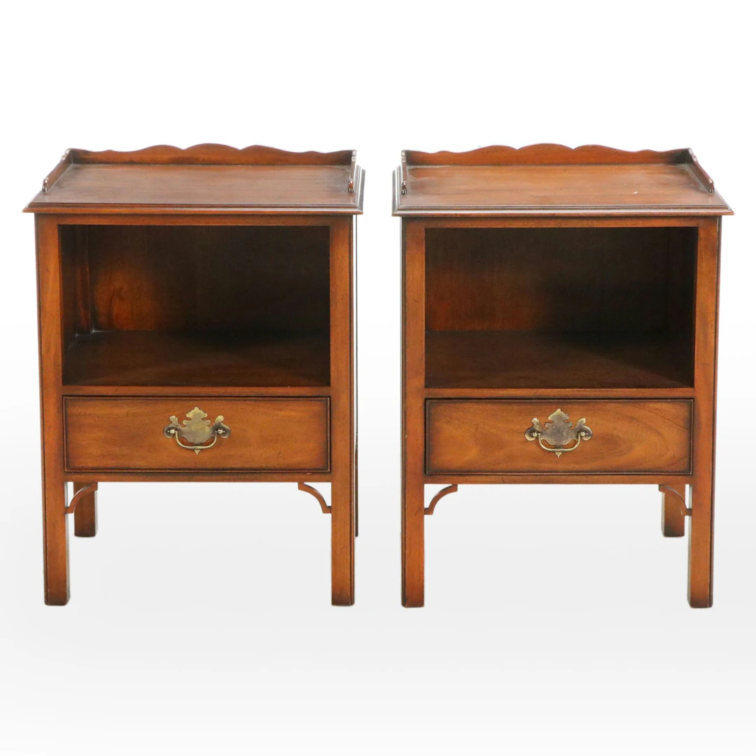 Pair of Kindel Walnut Finish Nightstands