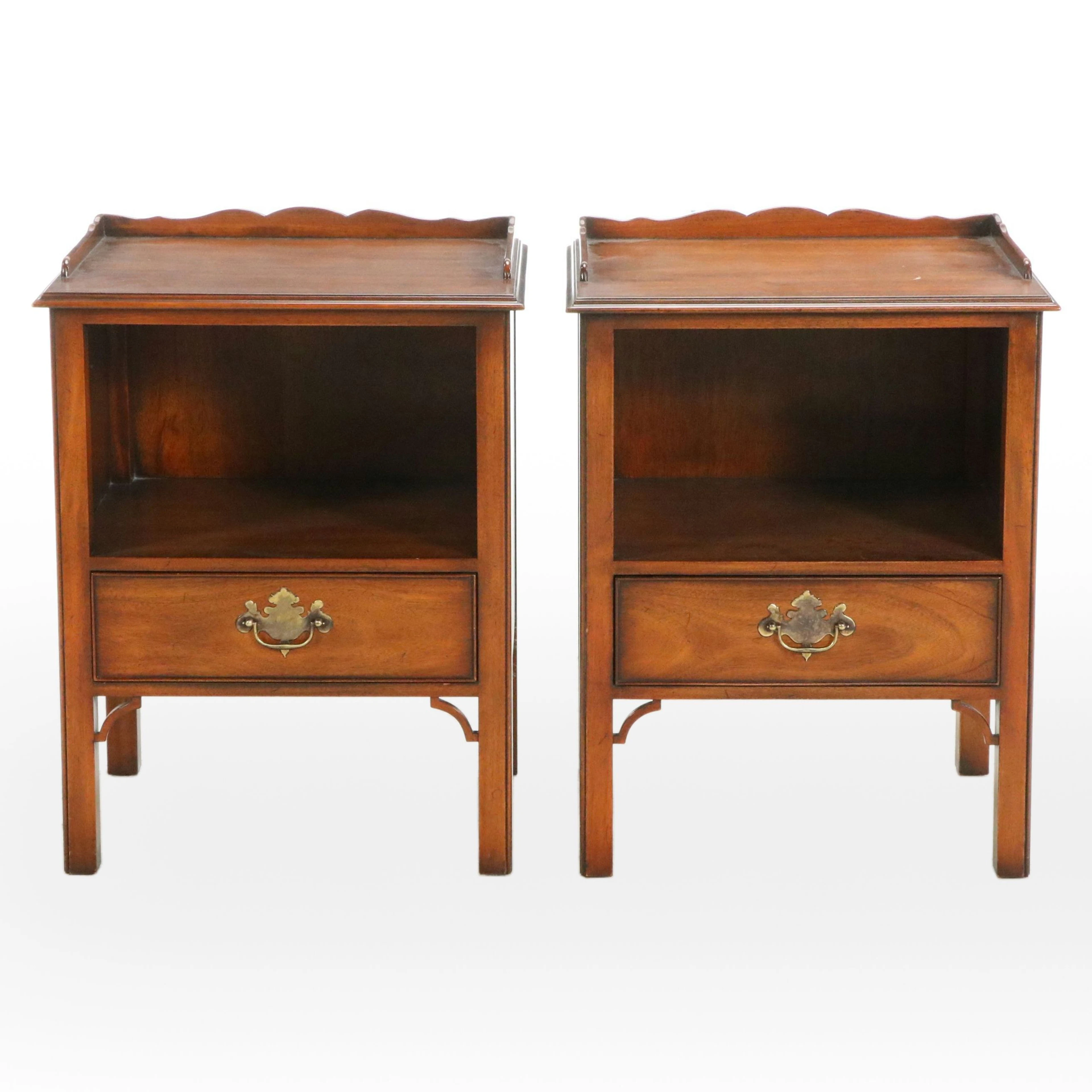 Pair of Kindel Walnut Finish Nightstands