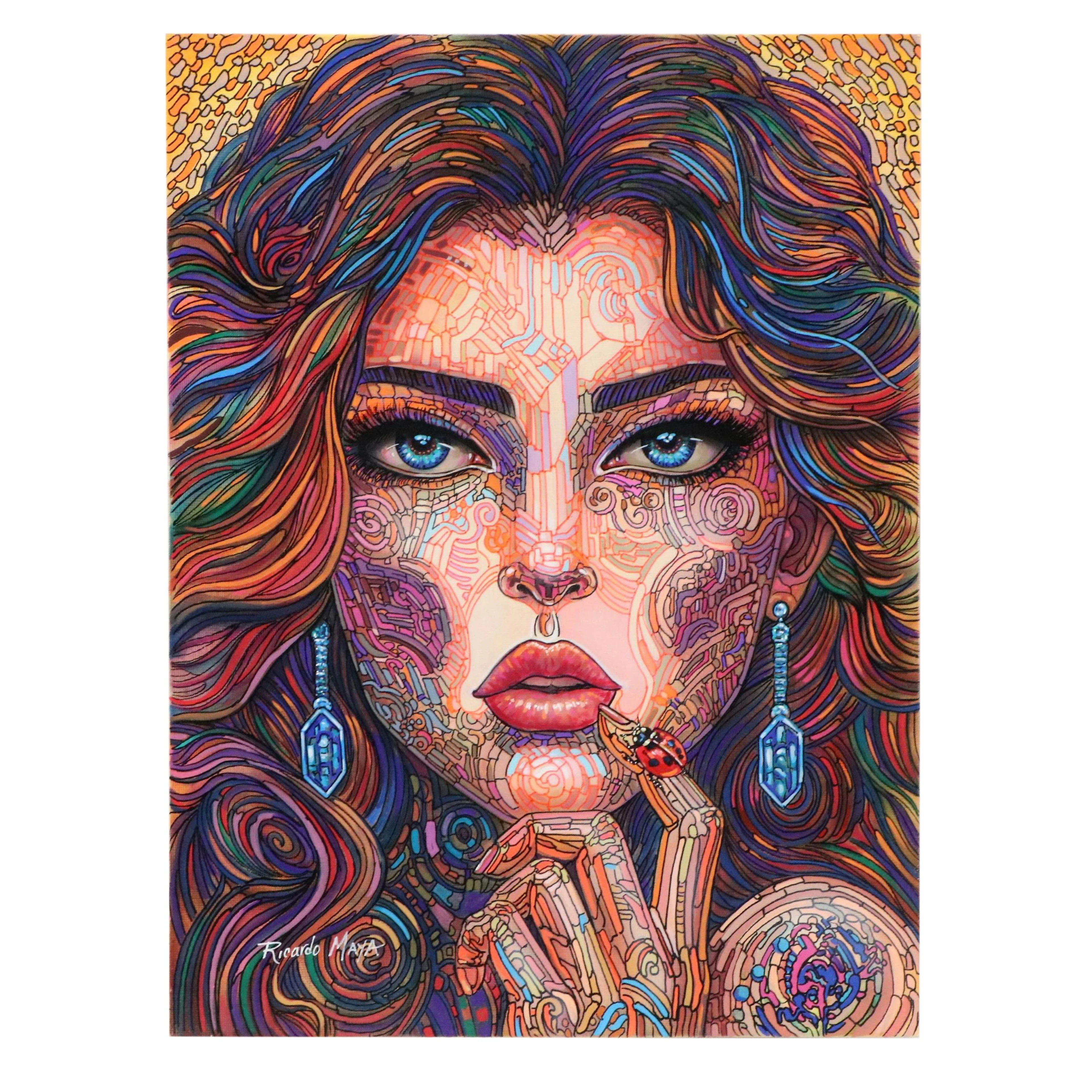 Ricardo Maya Stylized Acrylic Portrait Painting