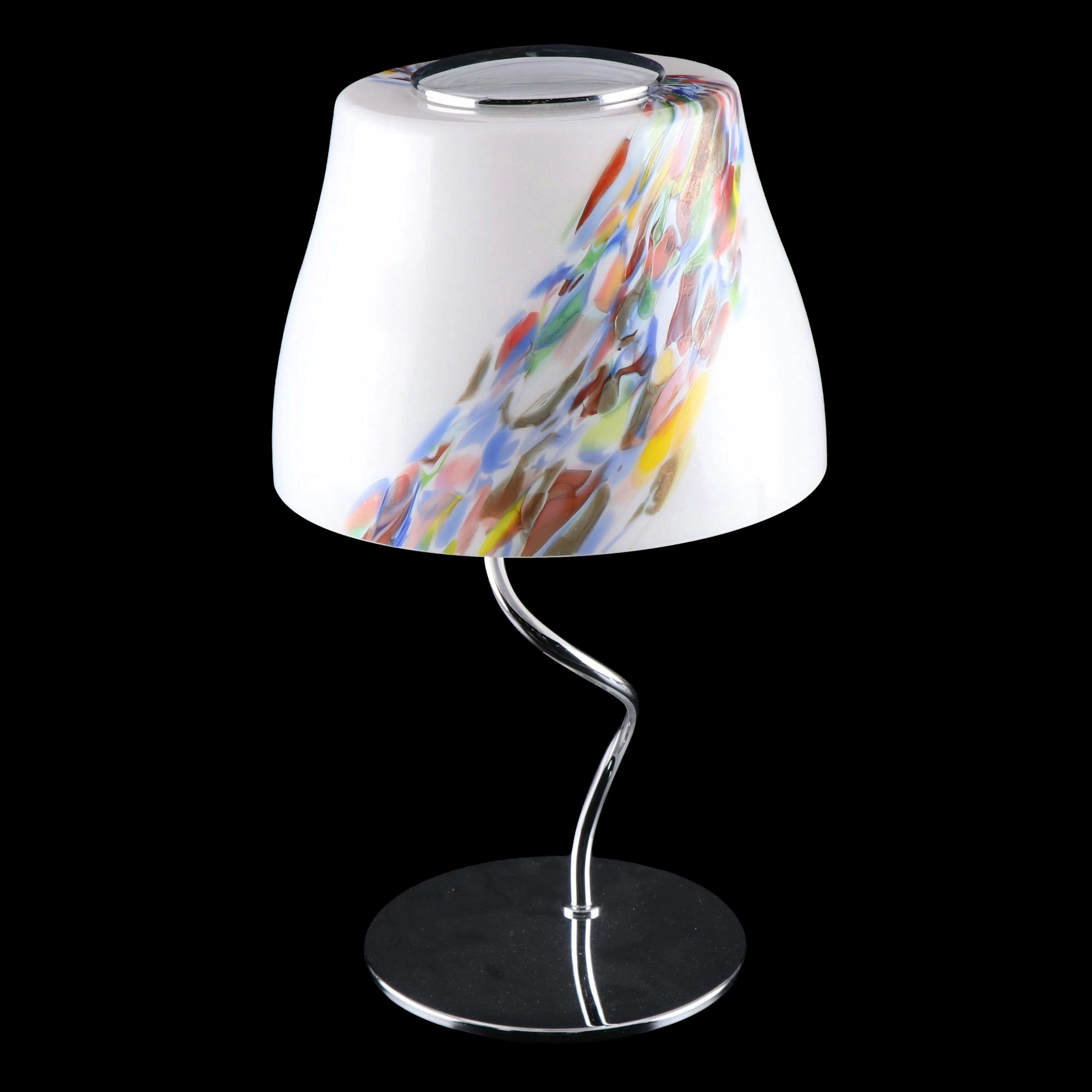 Leucos Contemporary Chromed Metal Accent Lamp with Murrine Glass Shade