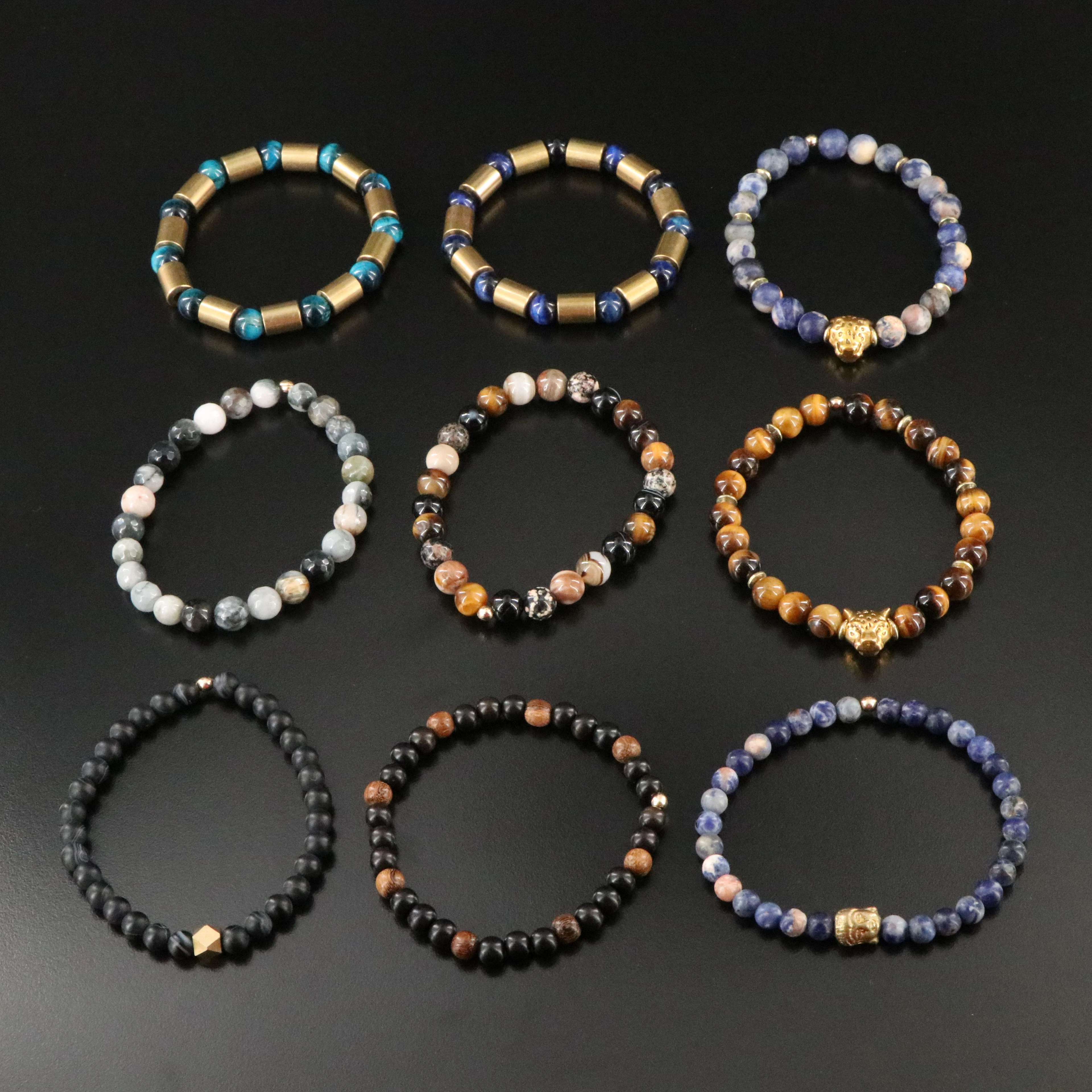 Agate, Tiger's Eye and Sodalite Featured in Bracelet Collection
