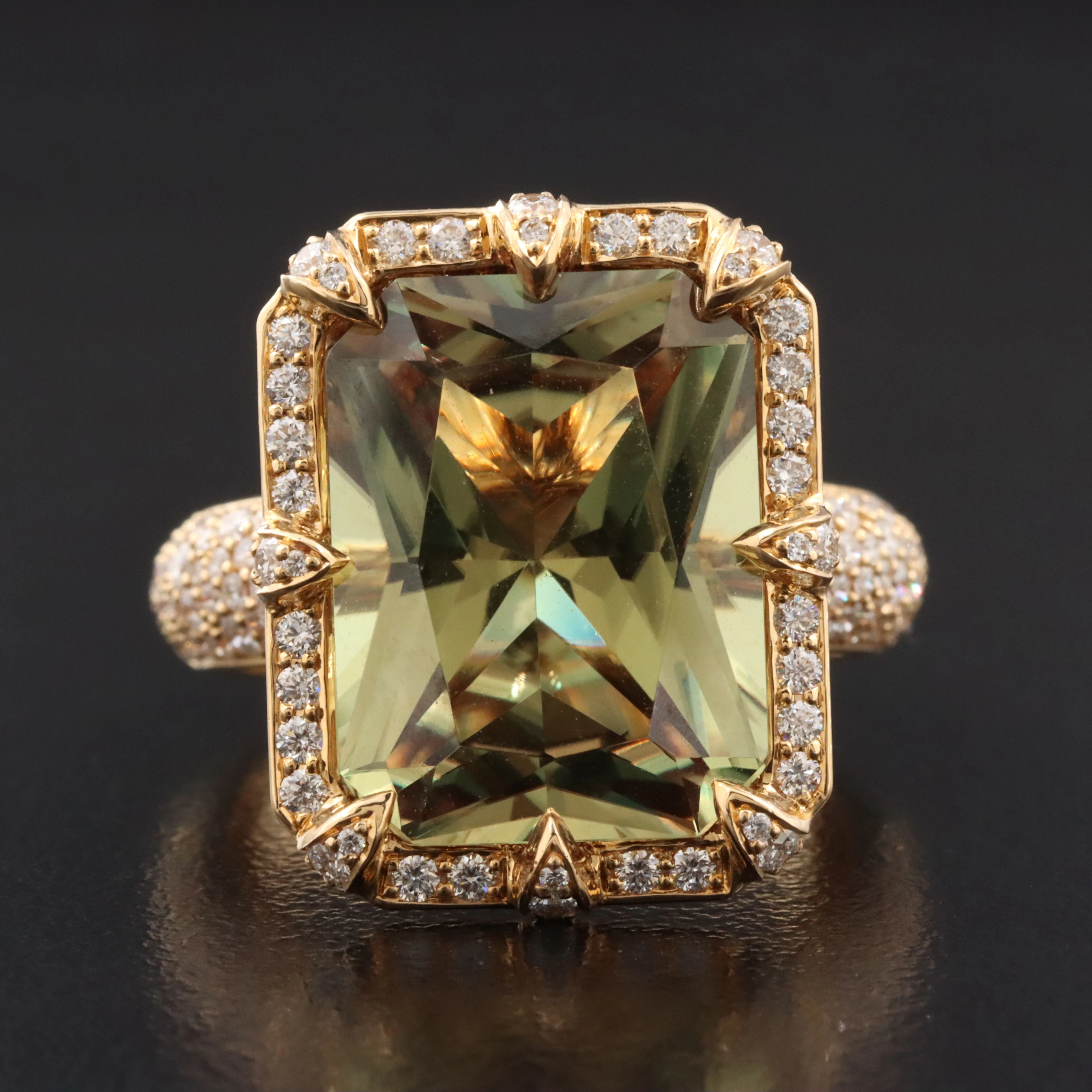 Kat Florence 18K 11.88 CT Zultanite 1.51 CTW Diamond Halo Ring