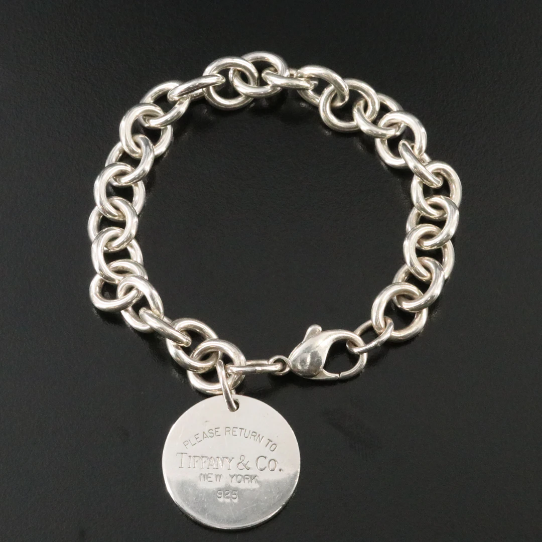 Tiffany & Co. Sterling Round Tag Charm Bracelet