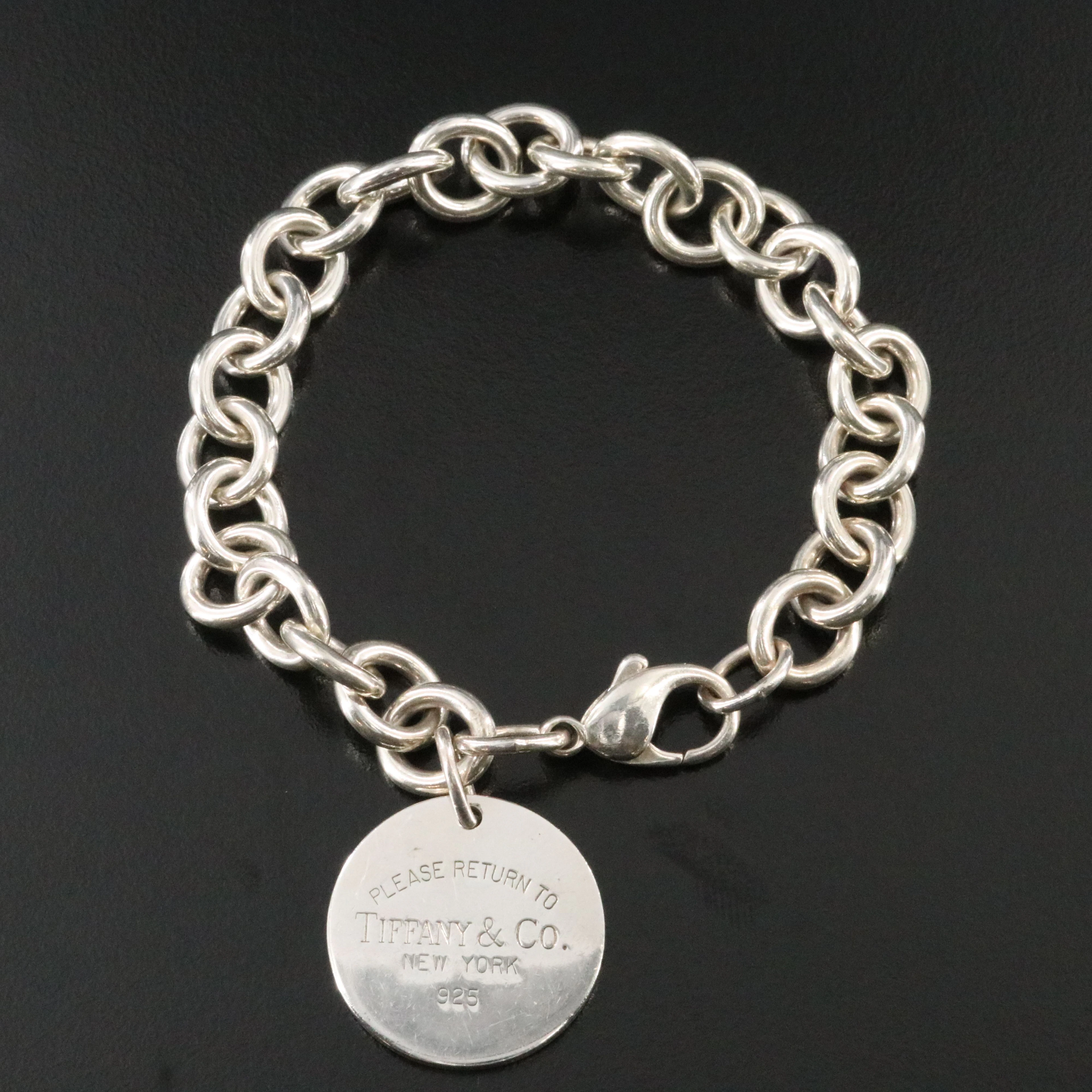 Tiffany & Co. Sterling Round Tag Charm Bracelet