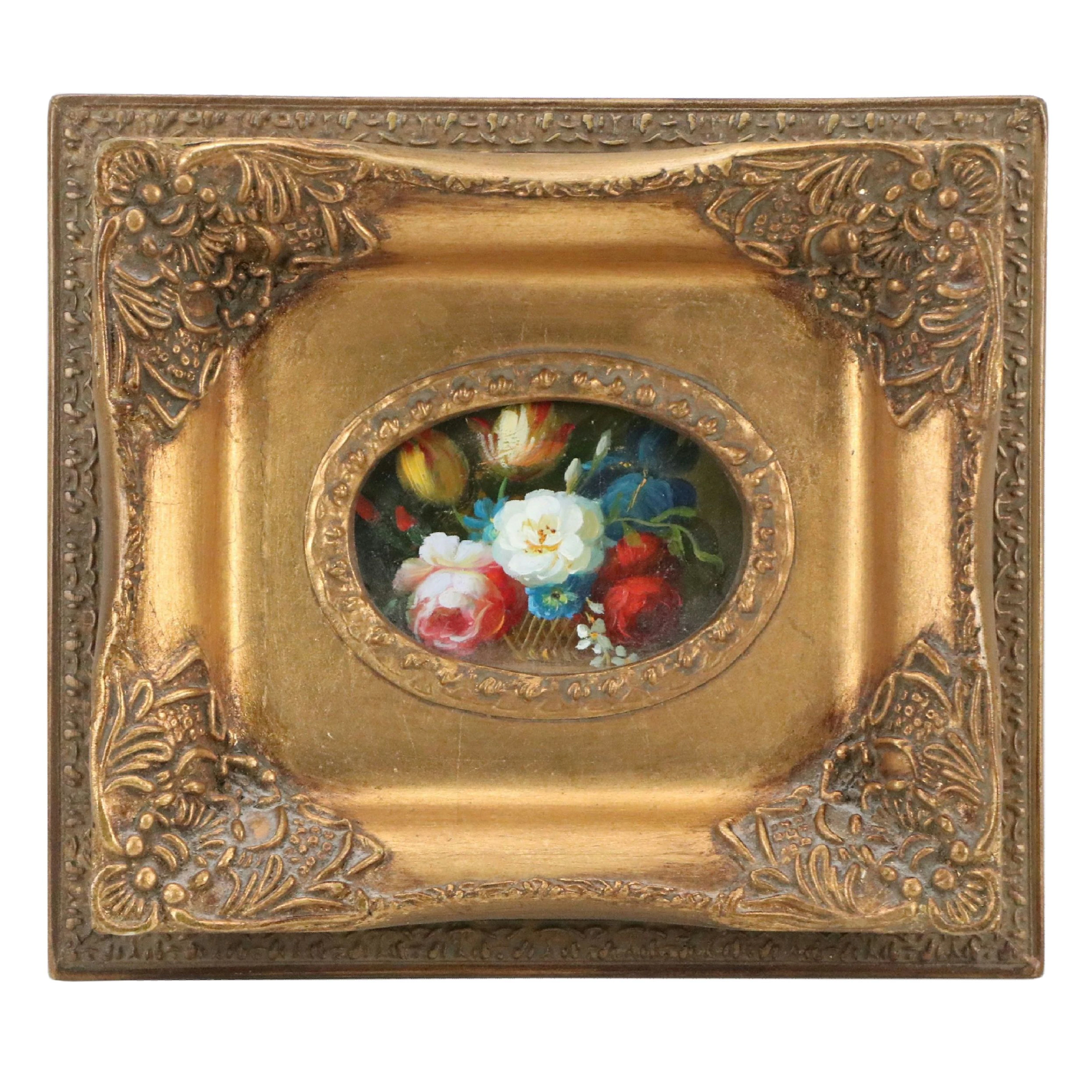 Miniature Still Life Oil Painting of Floral Arrangement