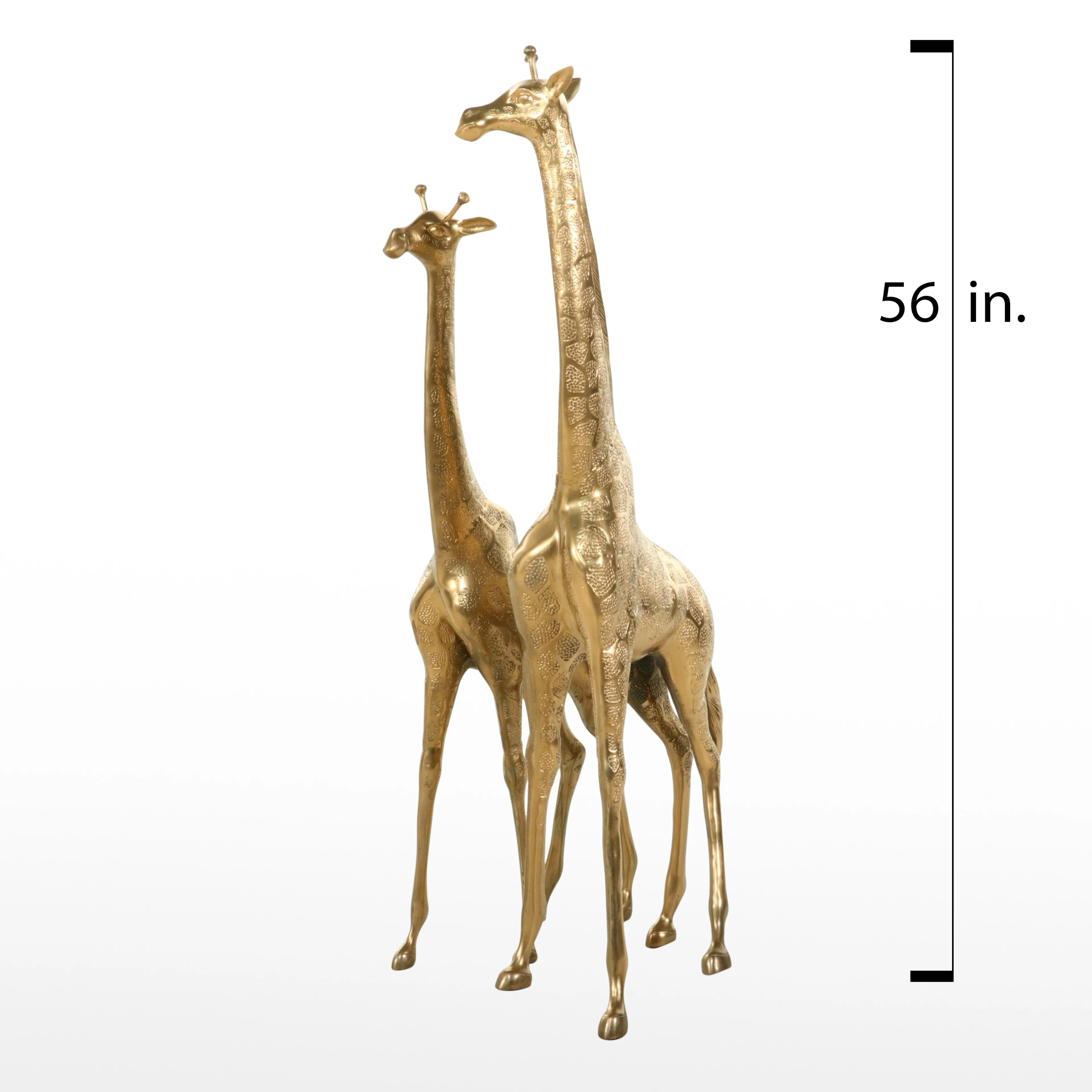 Hollywood Regency Style Brass Giraffe Floor Sculptures