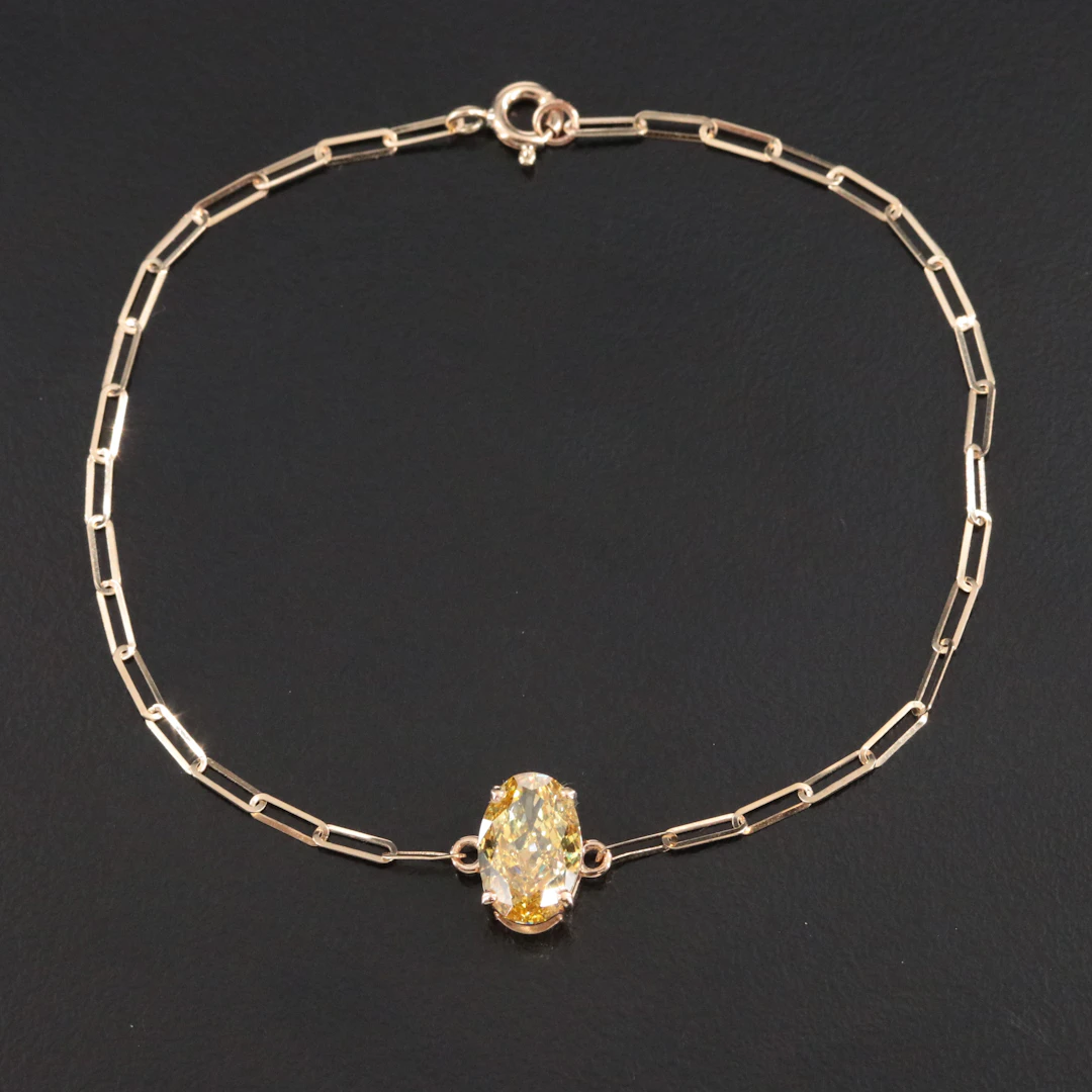 14K 2.37 CT CTW Lab Grown Fancy Vivid Yellow Diamond Bracelet with IGI Report