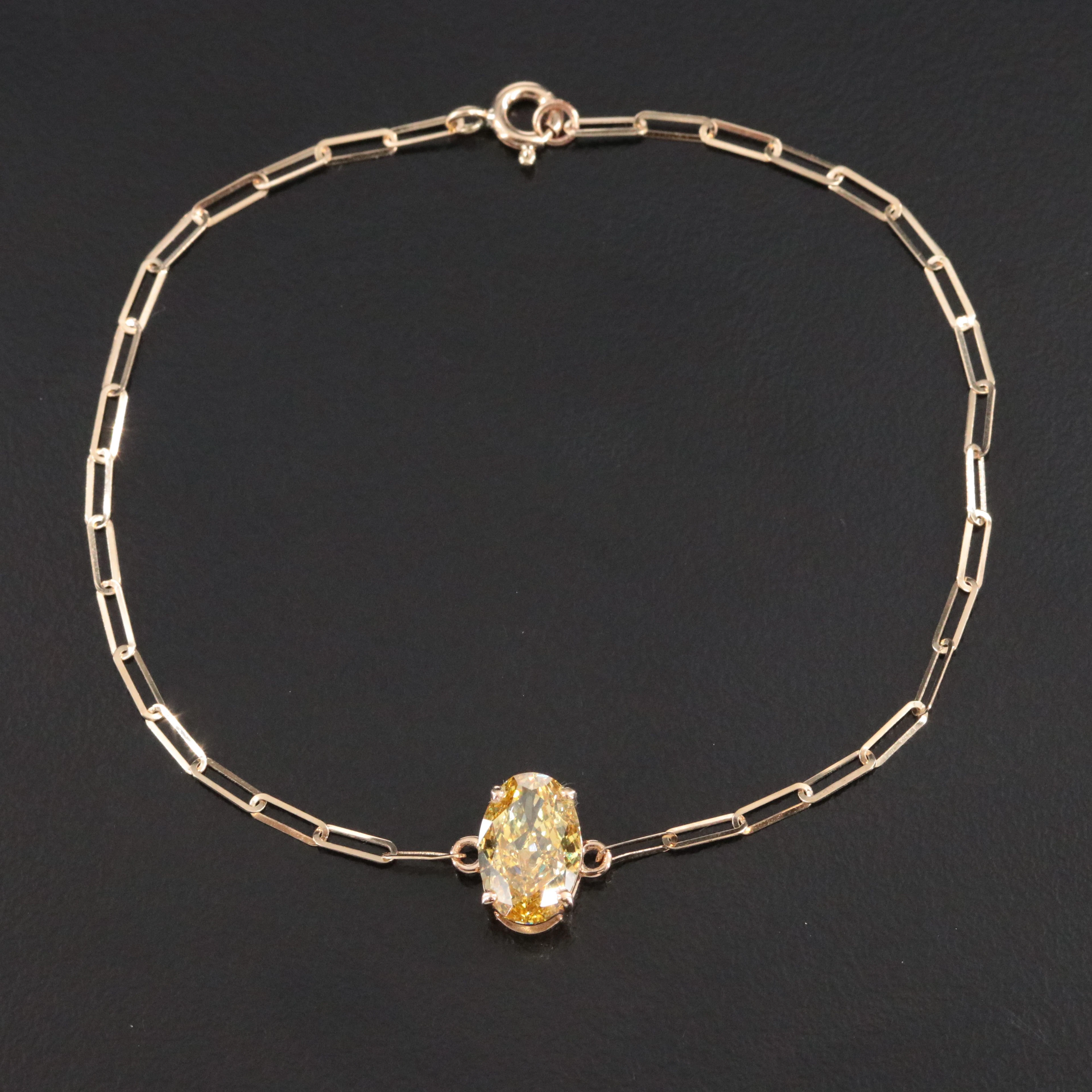 14K 2.37 CT CTW Lab Grown Fancy Vivid Yellow Diamond Bracelet with IGI Report