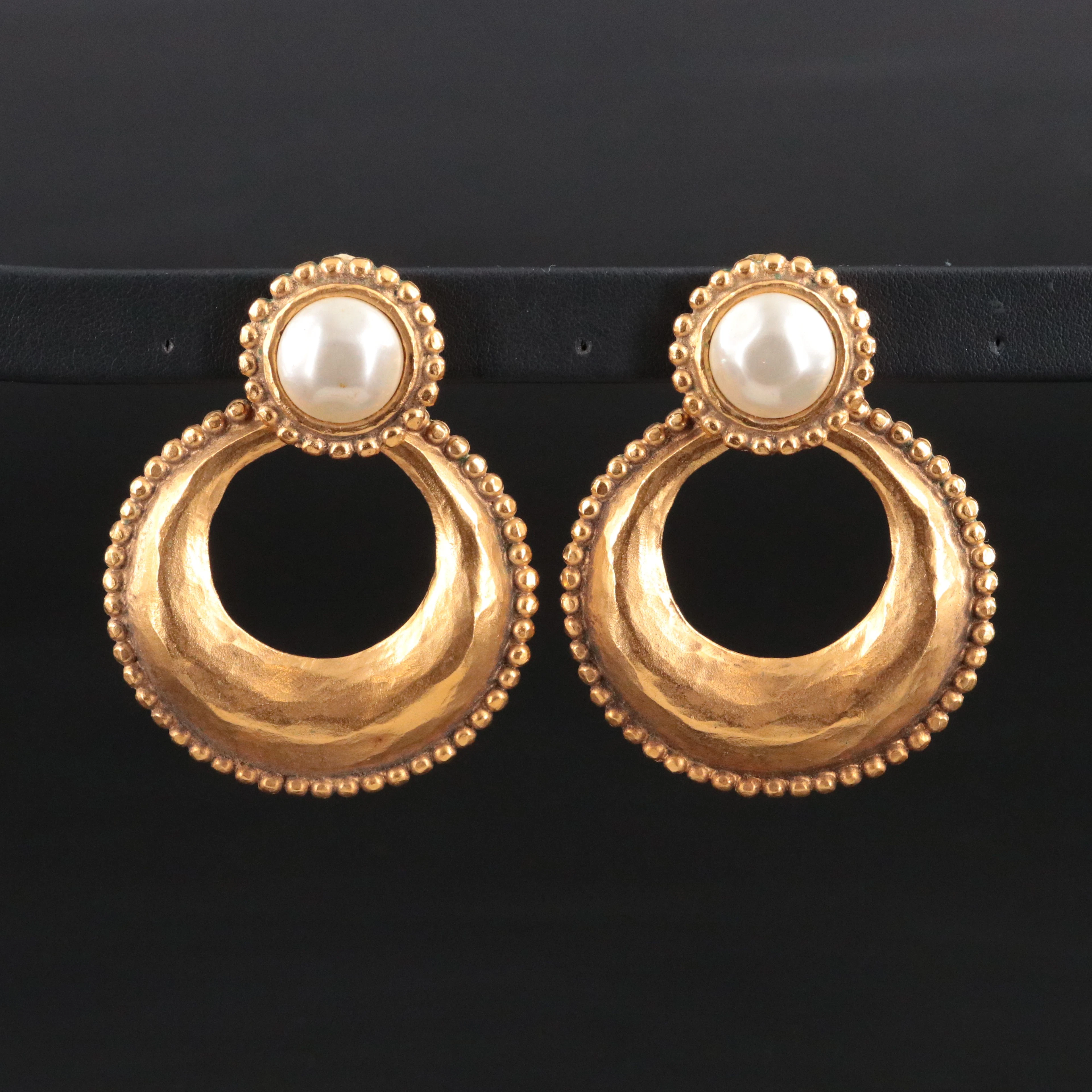 Chanel Glass Mabé Pearl Door Knocker Clip Earrings Convertible