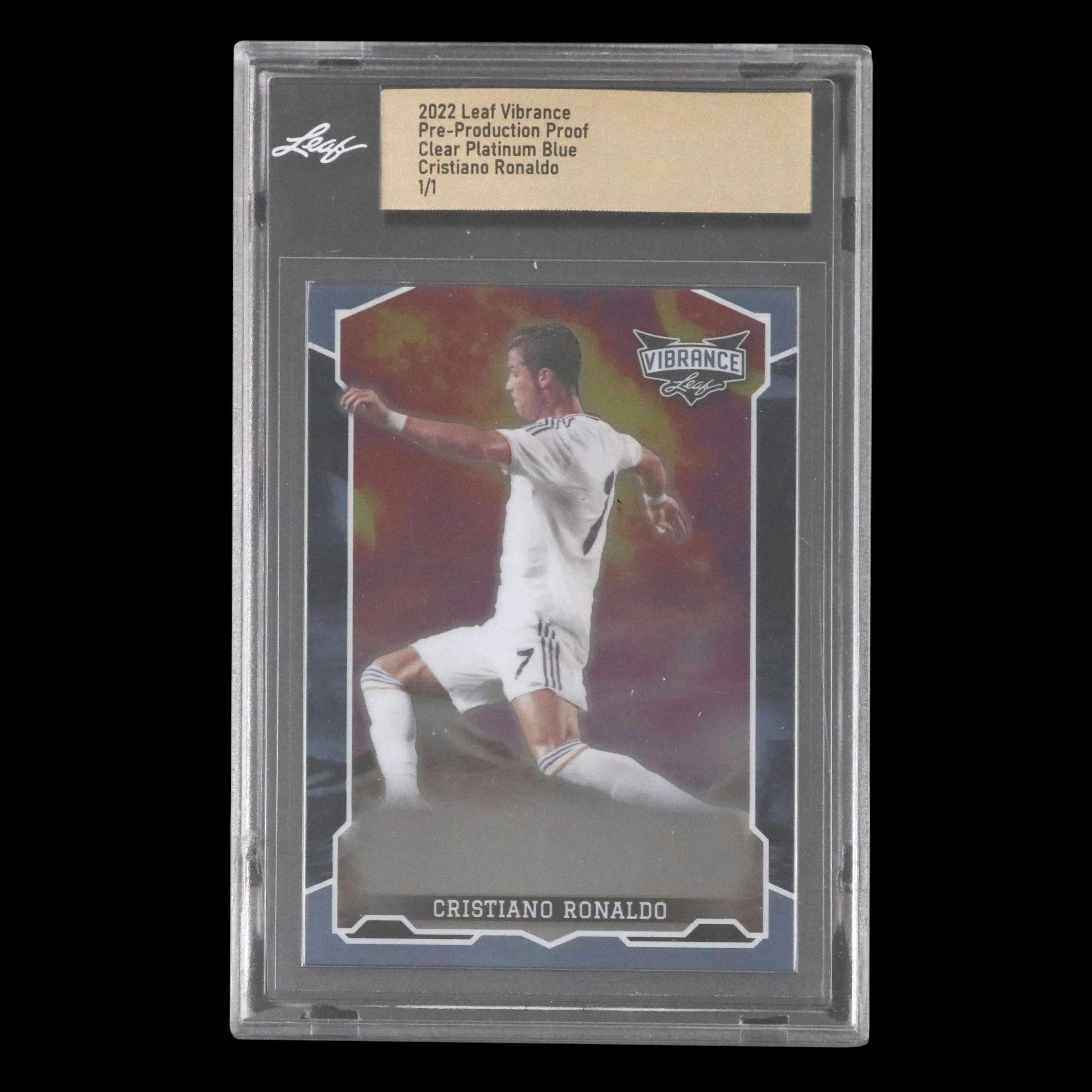 2022 Leaf Vibrance Cristiano Ronaldo Platinum Blue Pre-Production Proof No. 1/1