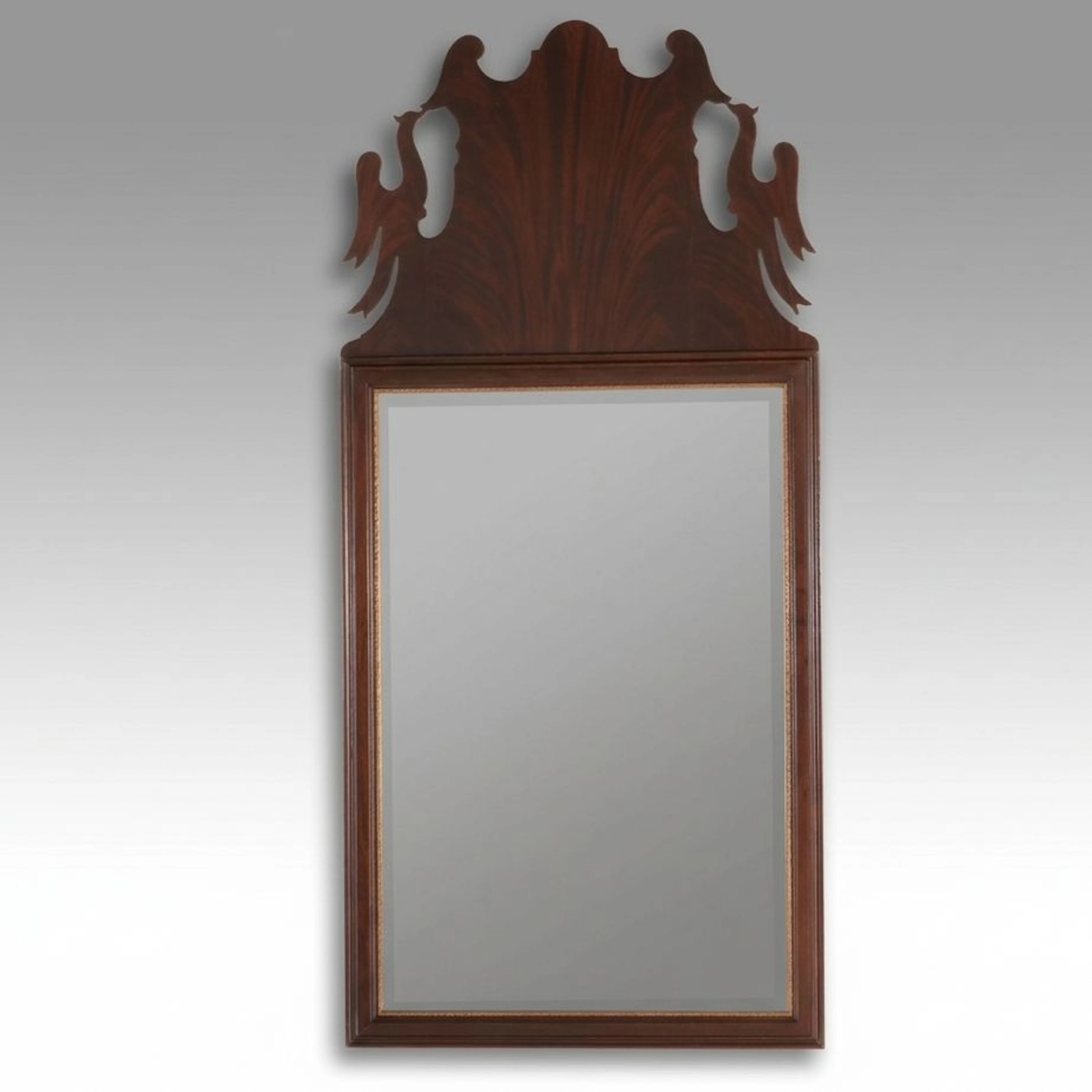 Chippendale Style Flame Mahogany Framed Wall Mirror, 20th Century