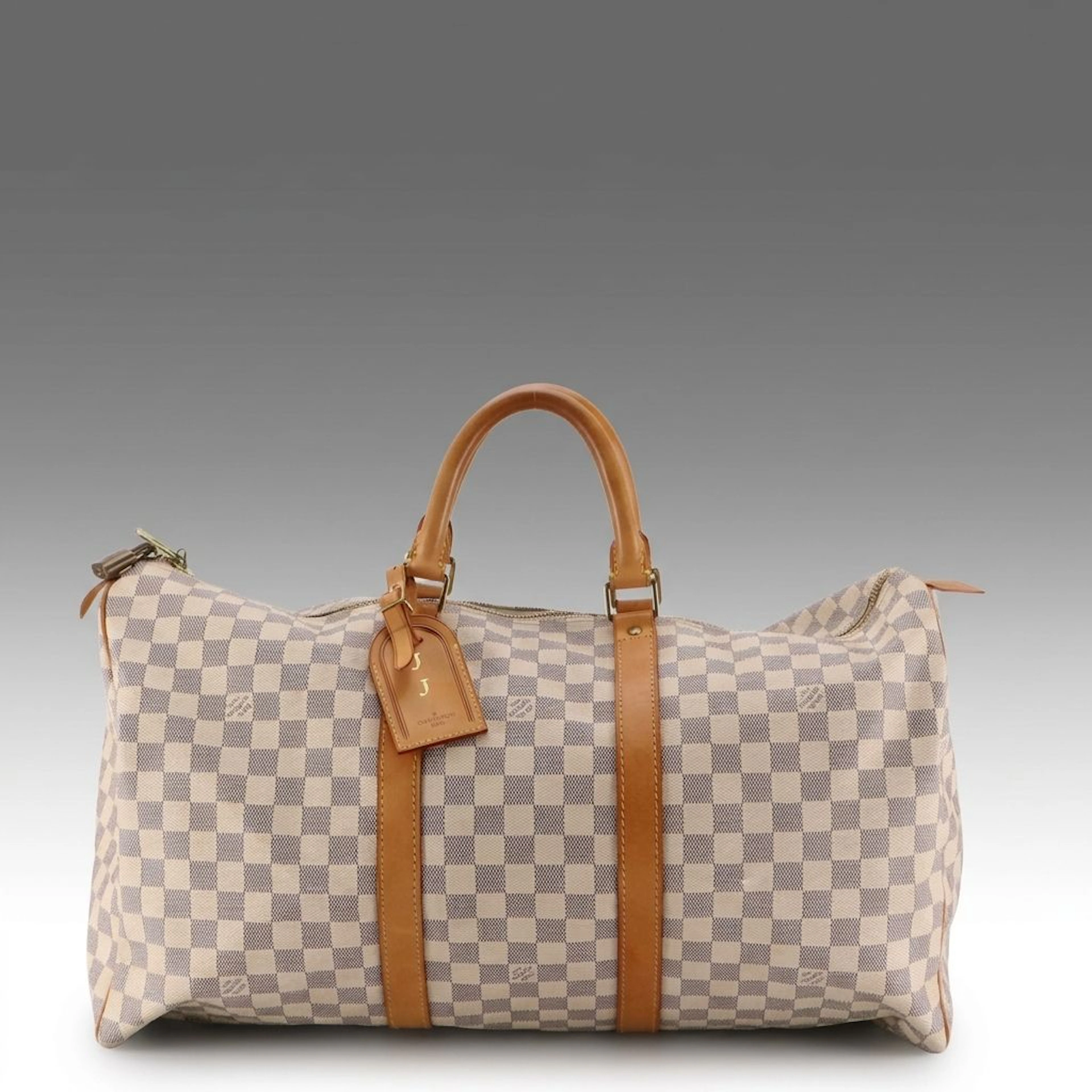 Louis Vuitton Keepall 50 in Damier Azur Canvas and Vachetta Leather