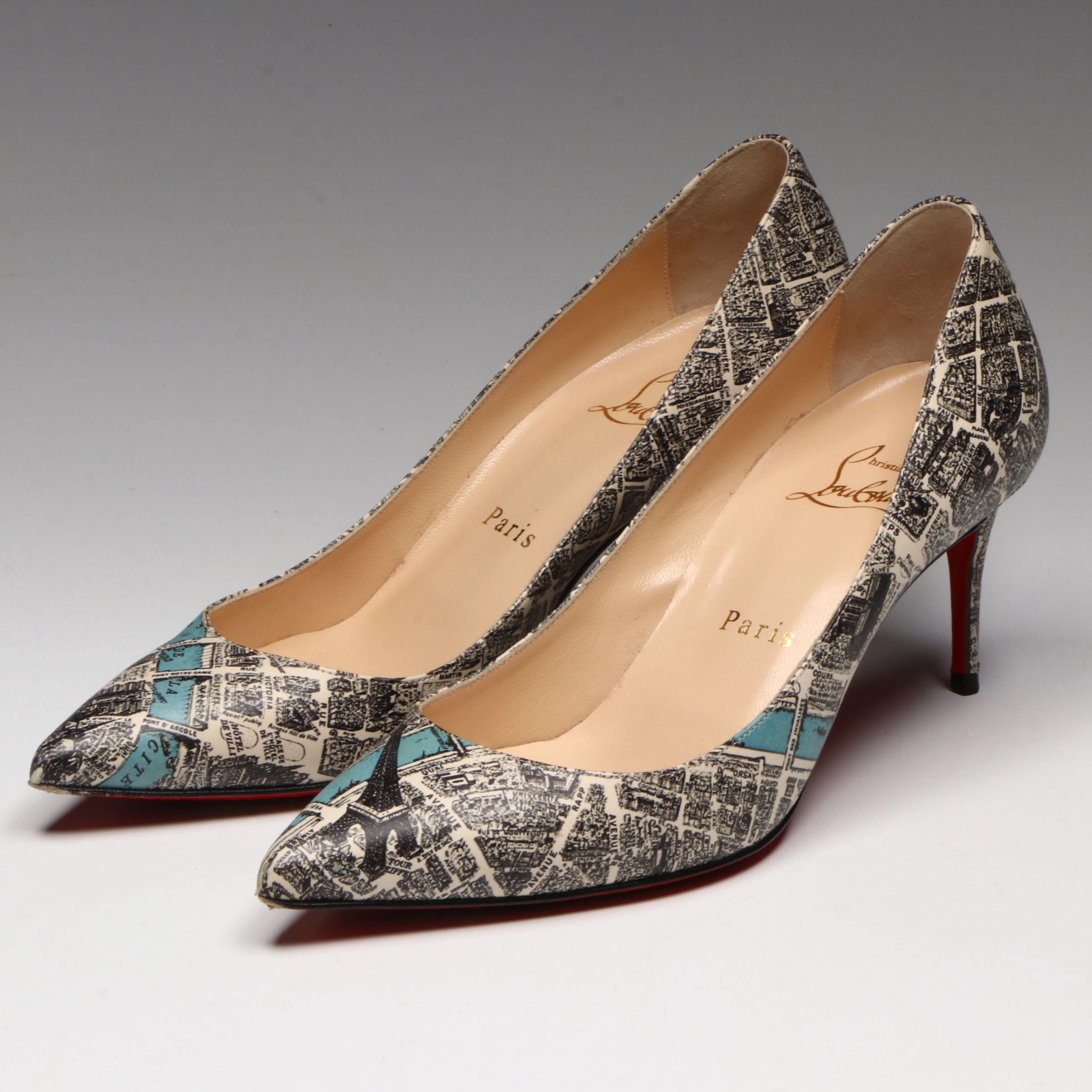 Christian Louboutin Décolleté 554 Pumps in Paris Map Print Leather